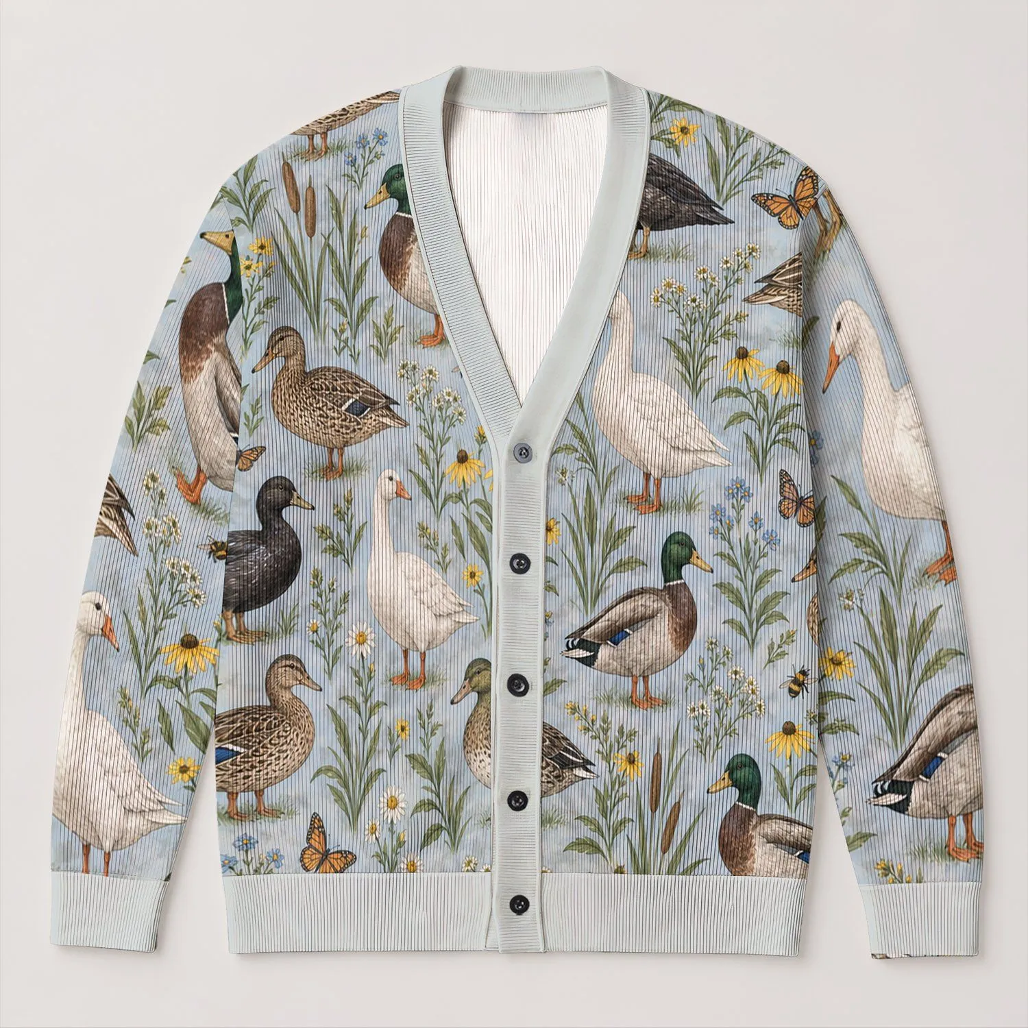 Vintage Ducks And Geese For Cozy Fall Outfits, Nature Lover Gift For Women, Autumn All-over Print Knitted Cardigan - 1