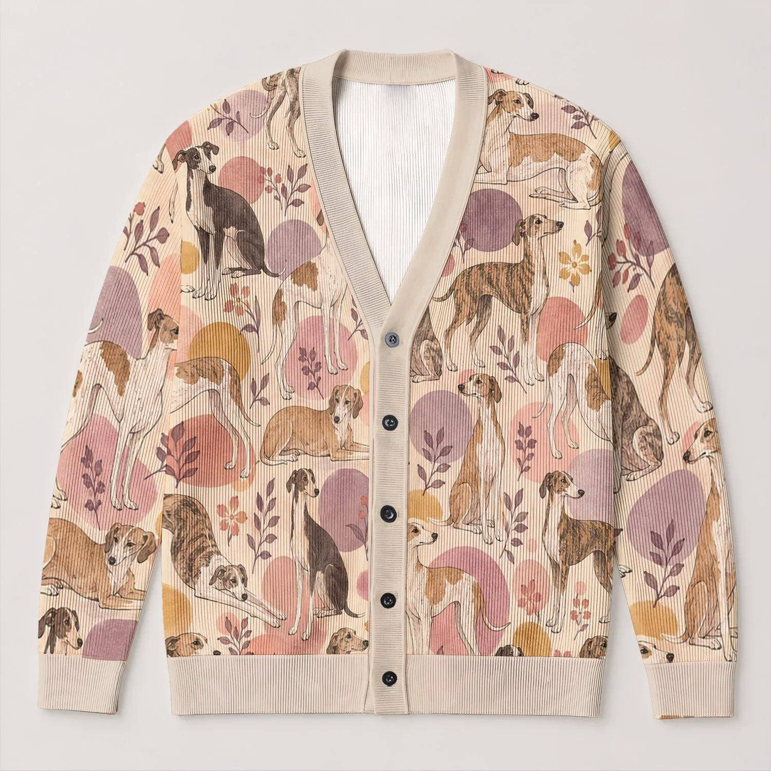 Pastel Dog Portraits For Spring Outings And Vacation Days For Stylish Dog Lovers All-over Print Knitted Cardigan - 1