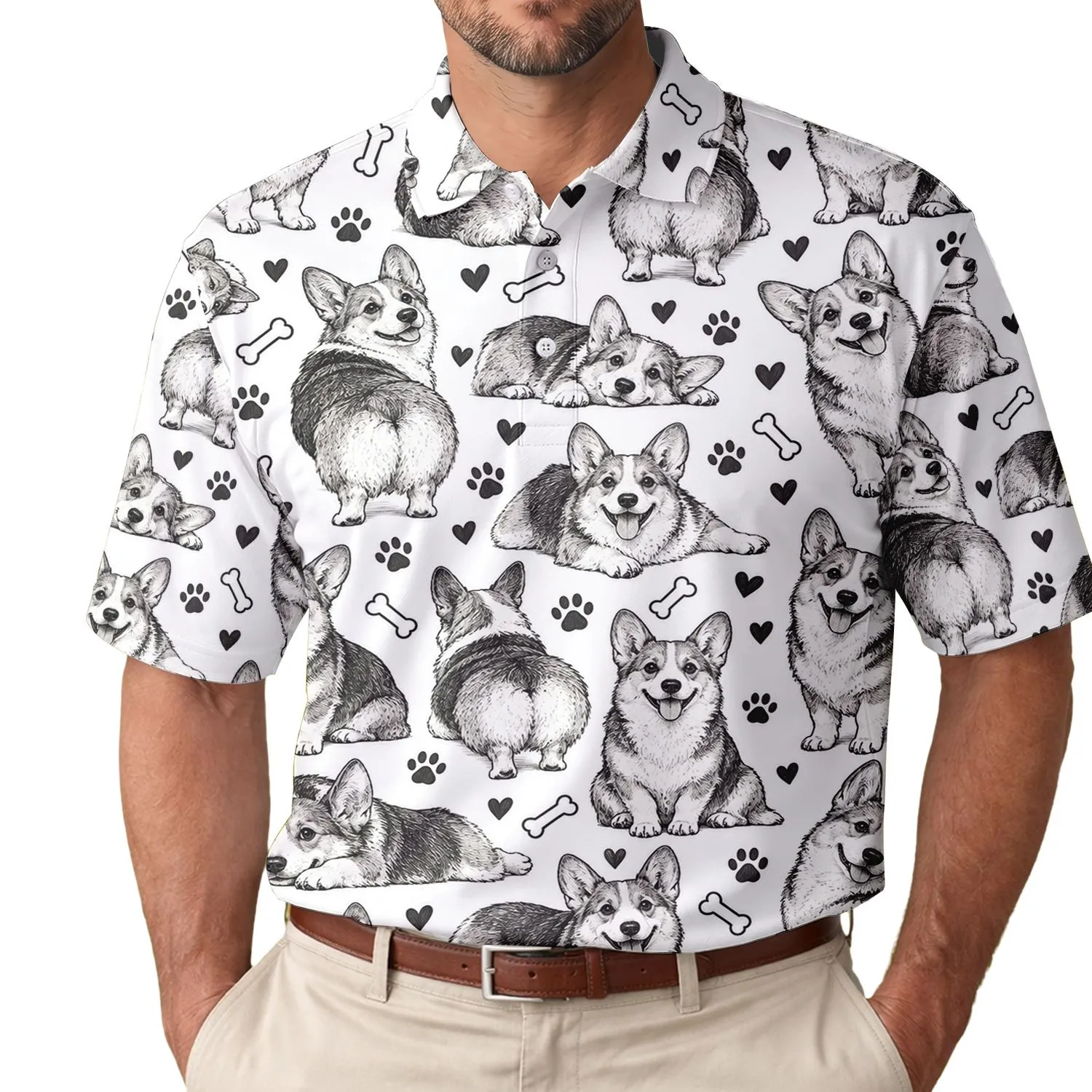 Corgi Dog Lover Gift for Golf Days and Summer Outings, Women’s Sleeveless Style, Pet Mom Men's Polo Shirt - 1