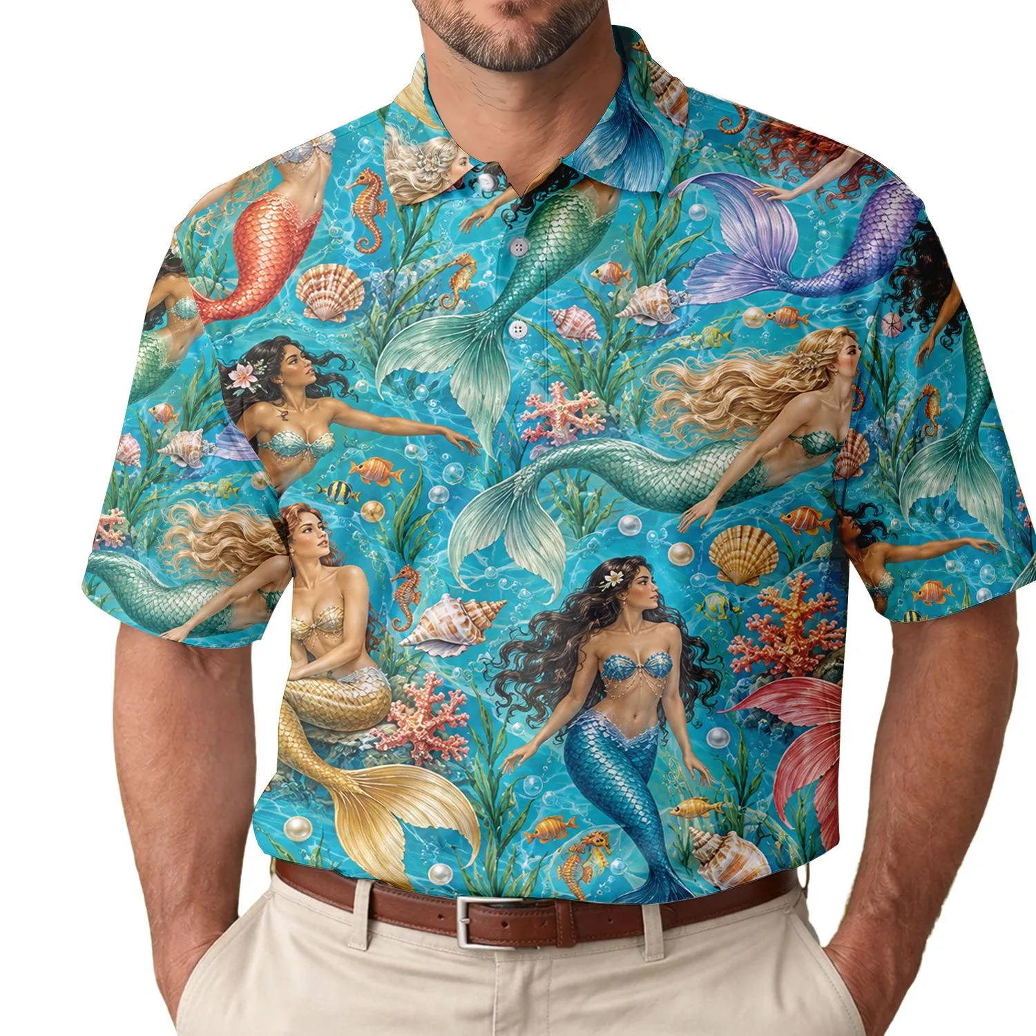 Mermaid Ocean Tails for Coastal Golf Days and Tropical Resort Beach Play for Women Men's Polo Shirt - 1