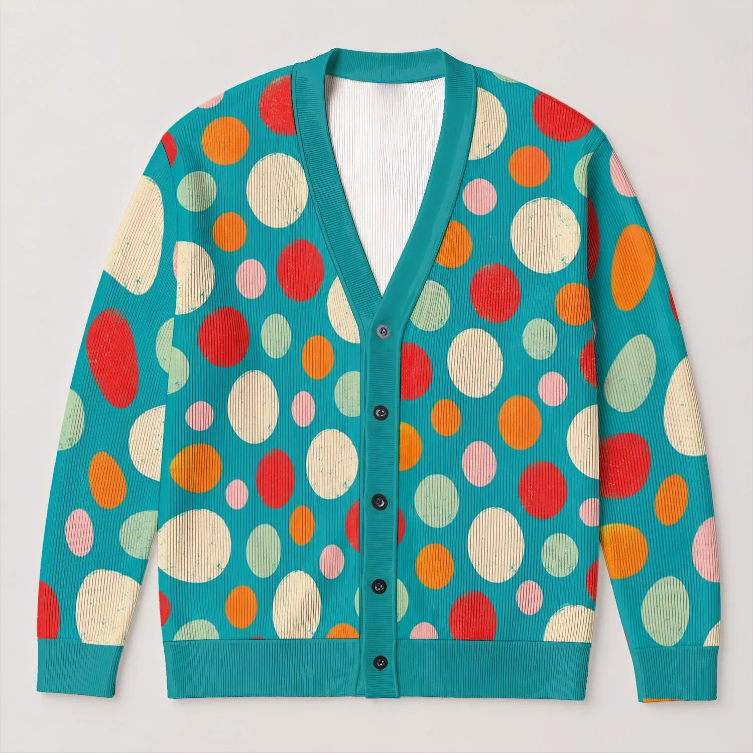Colorful Polka Dot Style for Casual Layering and Everyday Outings for Women and Friends All-over Print Knitted Cardigan - 1