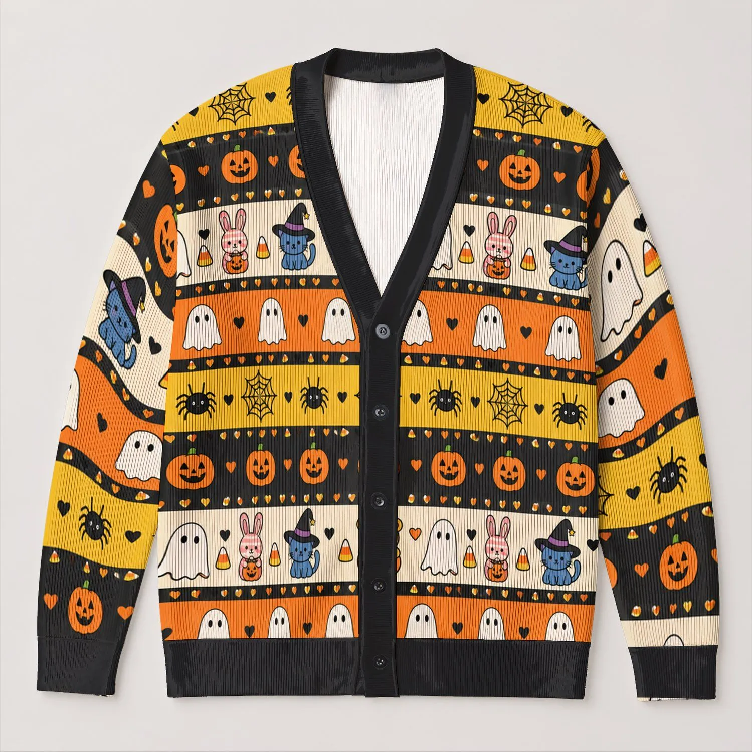 Winnie the Pooh Halloween Friends for Spooky Season Fun and Family Parties Together All-over Print Knitted Cardigan - 1