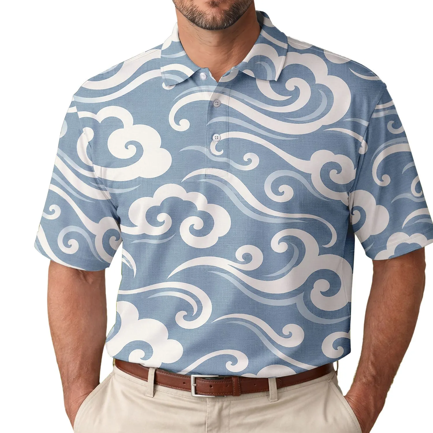 Cloud Swirl Grey Athletic Style for Golf Tennis and Pickleball Players Outdoors Everywhere Men's Polo Shirt - 1