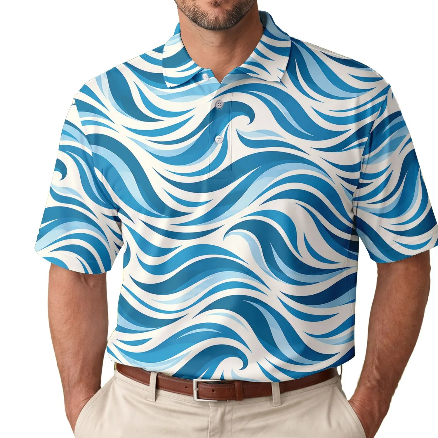 Teal Ocean Currents For Golf, Tennis, And Pickleball Athletes On Summer Fairways Men's Polo Shirt - 1