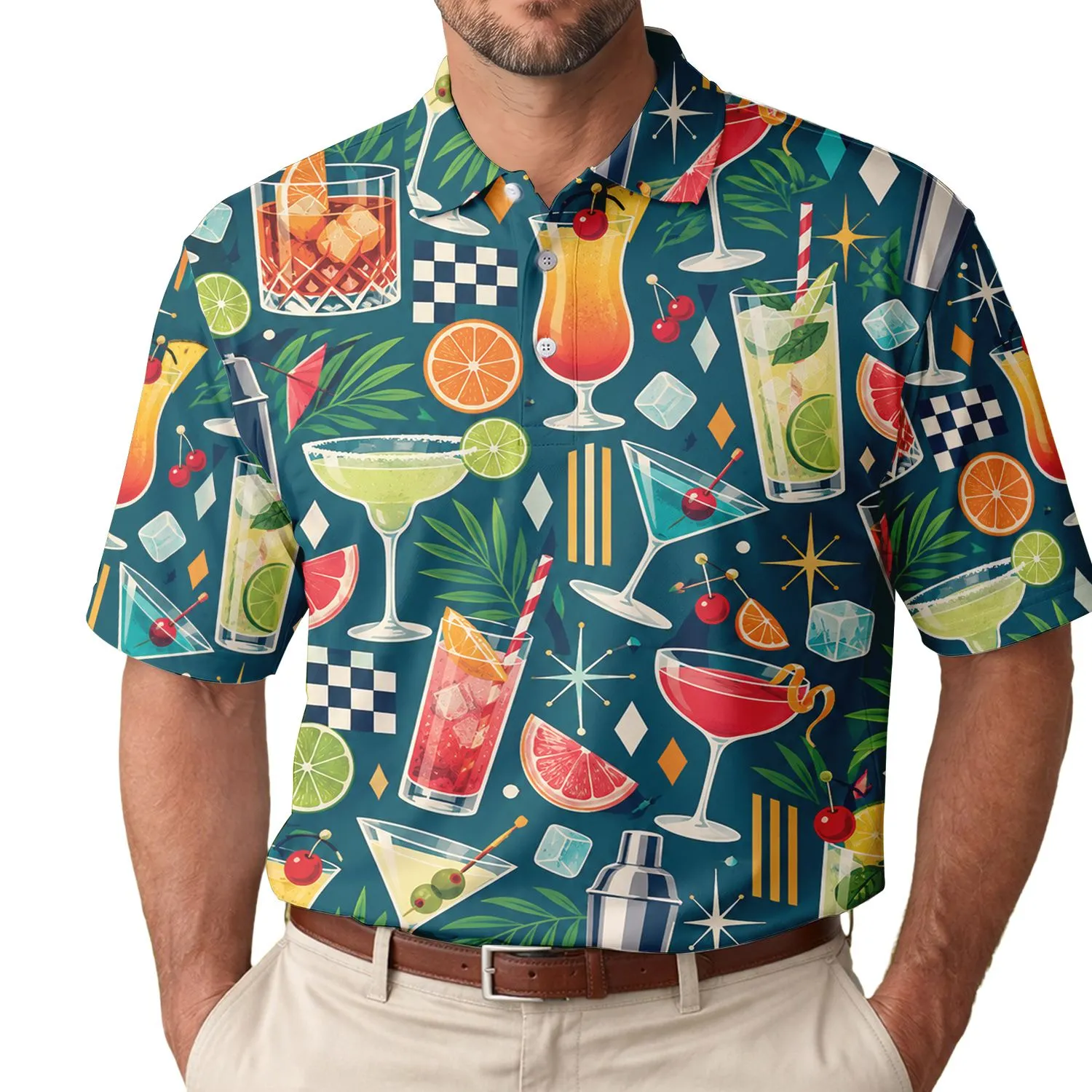 Colorful Cocktail Drinks for Happy Hour and Golf Club Gatherings for Stylish Men Men's Polo Shirt - 1