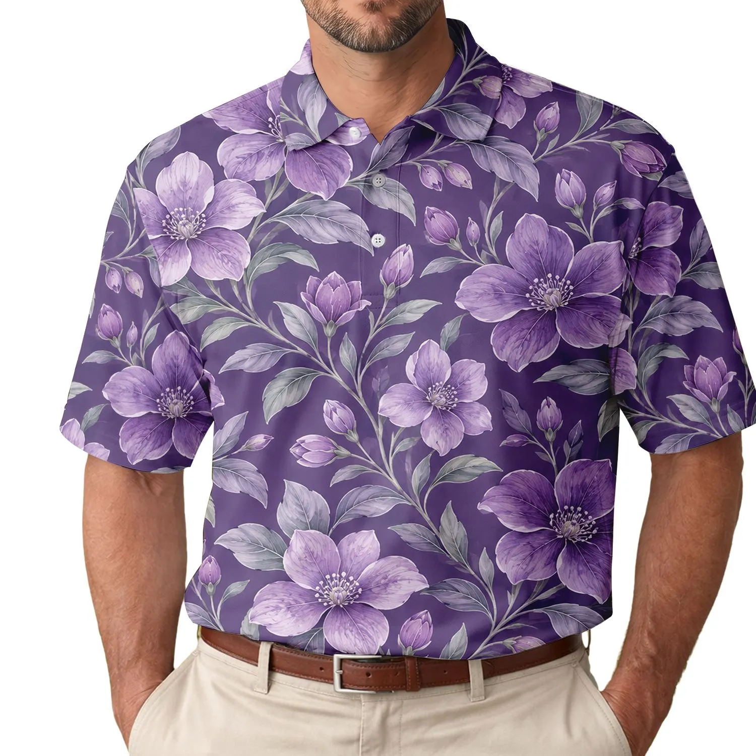 Lavender Floral Blooms For Golf, Tennis, And Pickleball Style For Active Women Players Men's Polo Shirt - 1