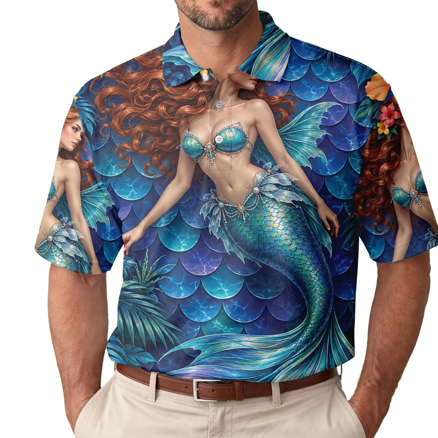 Mermaid Golf Style Tropical Fantasy for Resort Days and Active Summer Escapes Women Men's Polo Shirt - 1