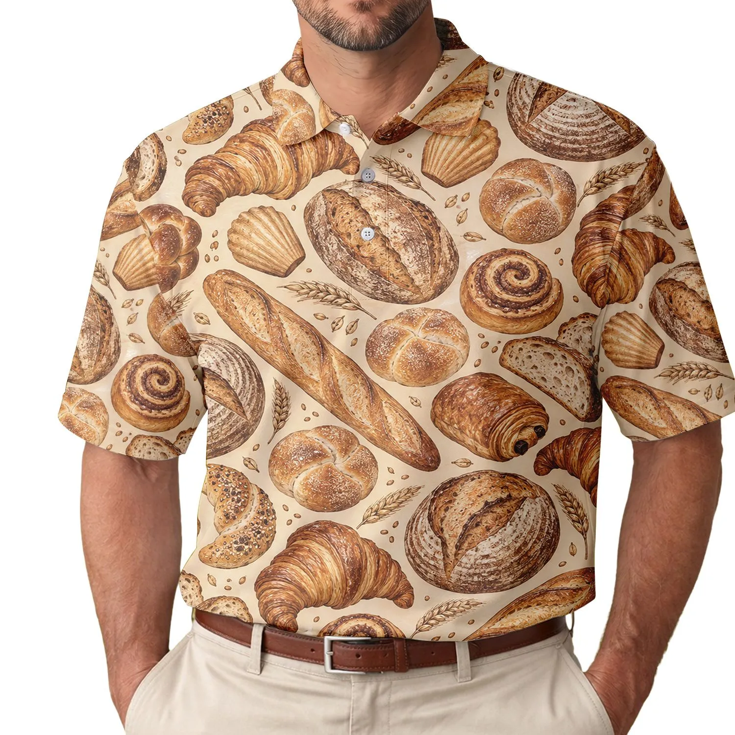 Artisan Bread Motifs for Bakery Lovers, Weekend Golf and Brunch Outings Gift Idea Men's Polo Shirt - 1