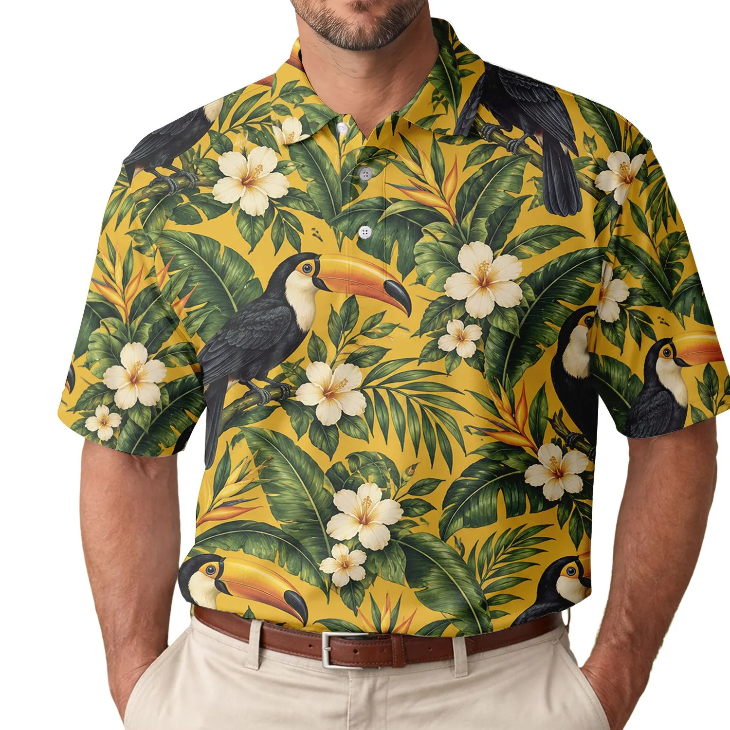 Toucan Jungle Golf Style for Tropical Vacation Leisure and Bird Lover Gift for Women Men's Polo Shirt - 1