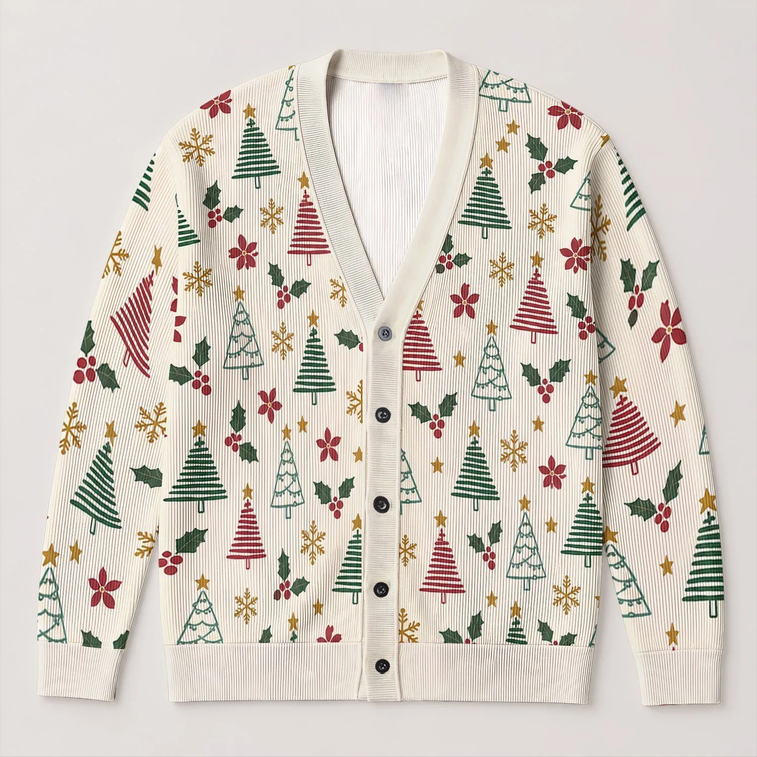 Christmas Tree Holly Holiday Cheer for Cozy Winter Gatherings and Festive Women's Style All-over Print Knitted Cardigan - 1