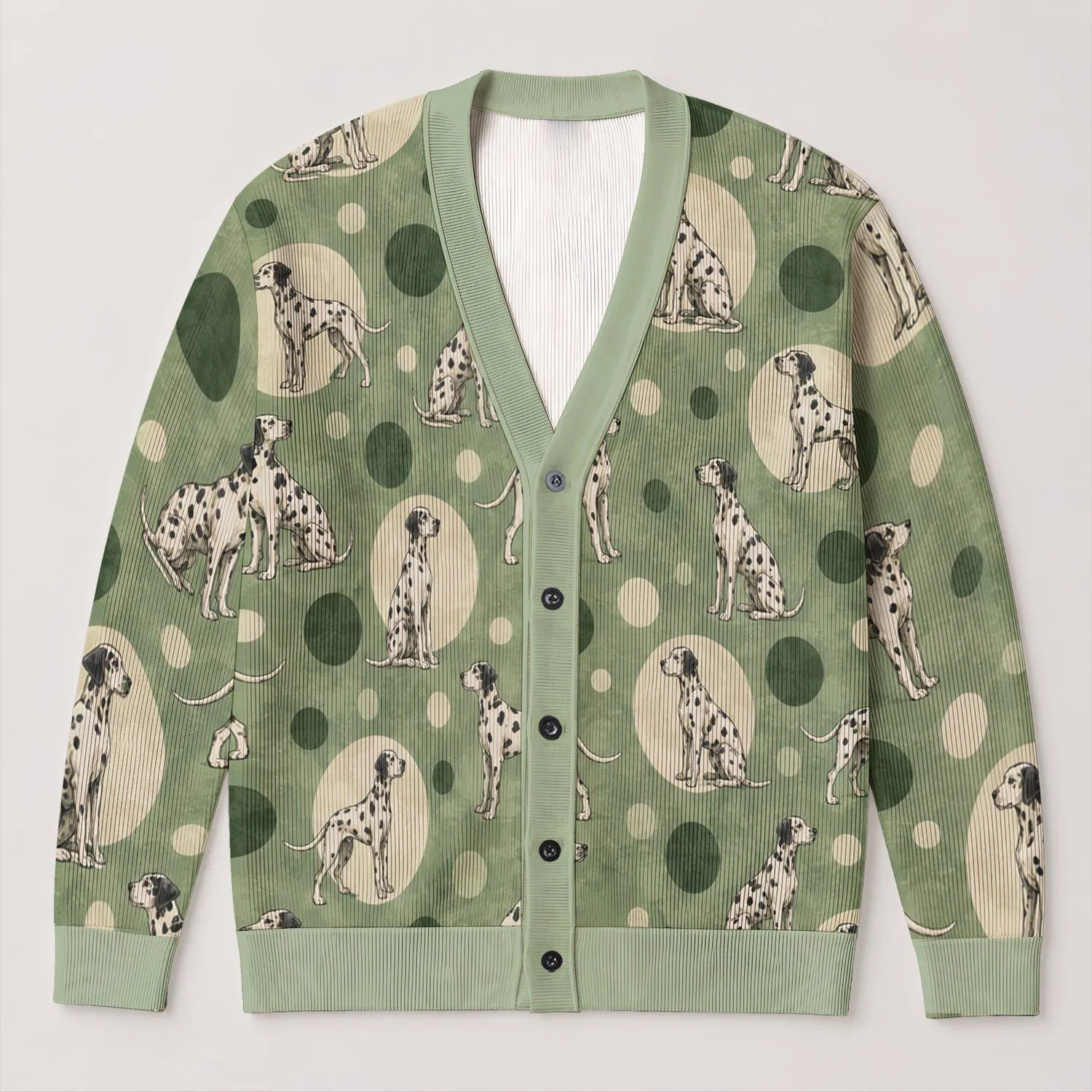 Dalmatian Dog Motif for Spring Vacation Style and Casual Days, Gifts for Dog Lovers All-over Print Knitted Cardigan - 1