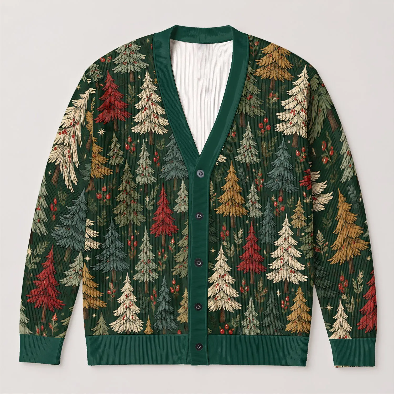 Christmas Tree Holiday Motif for Cozy Winter Gatherings and Casual Women's Wear Looks All-over Print Knitted Cardigan - 1