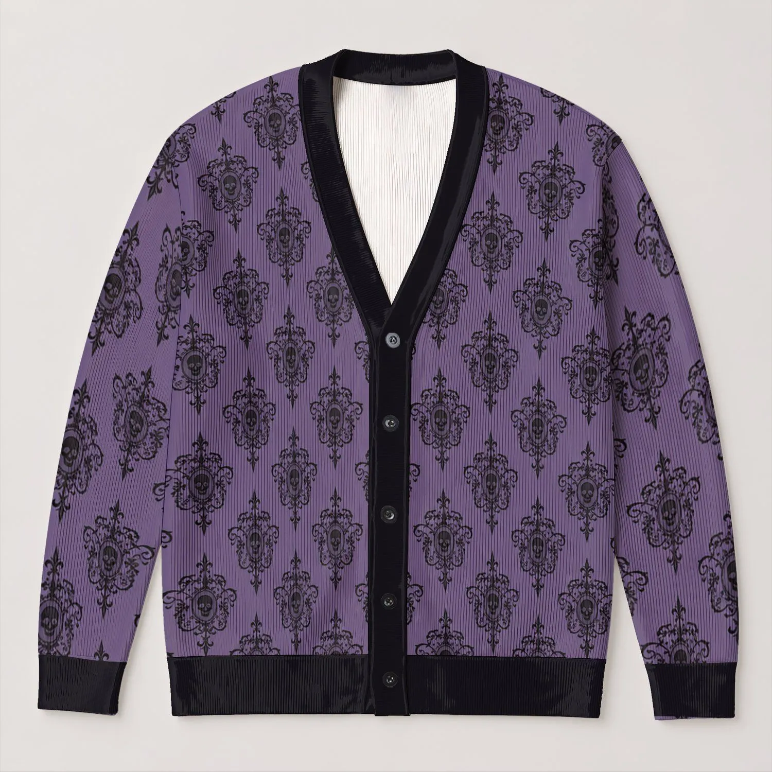Gothic Haunted Mansion Motifs for Halloween Layering and Everyday Spooky Style All-over Print Knitted Cardigan - 1