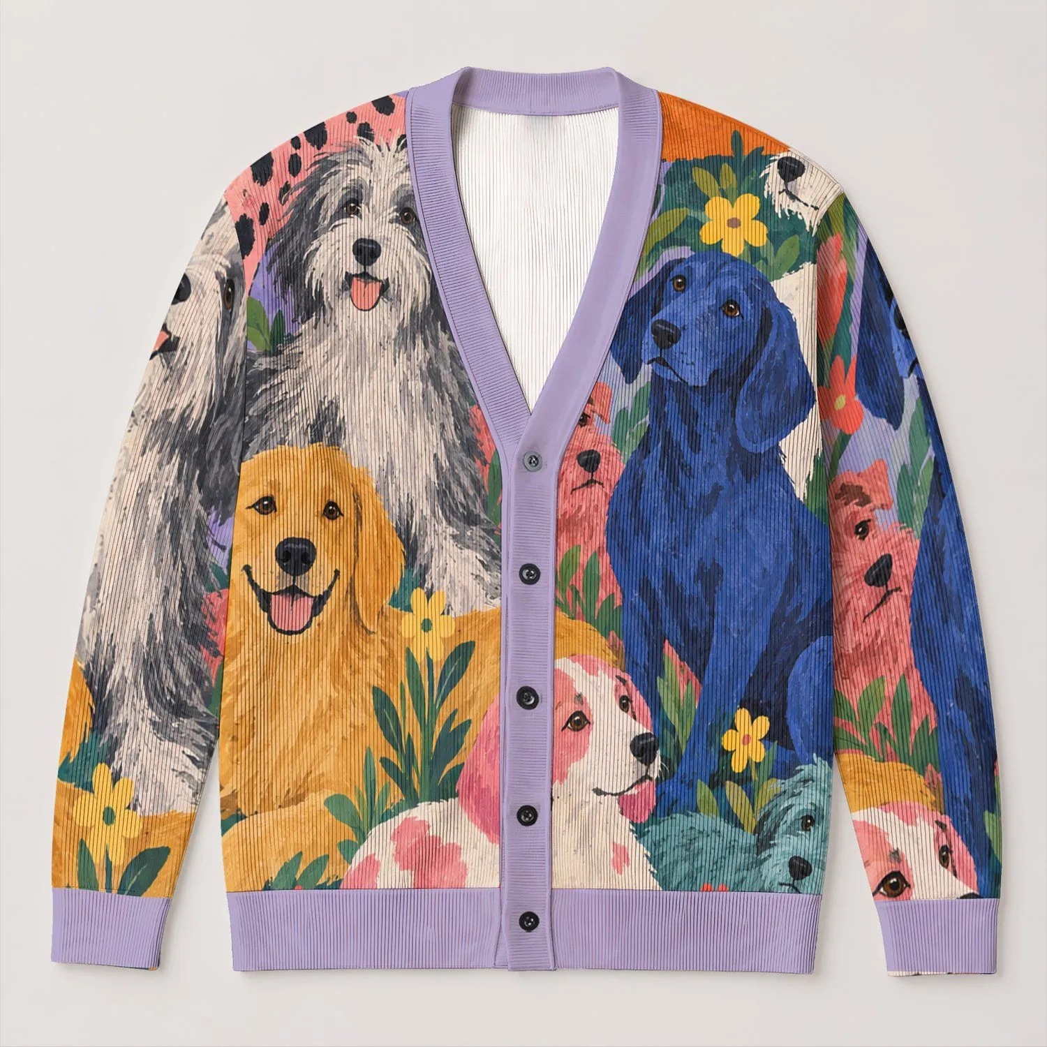 Playful Colorful Dog Companions for Everyday Casual Outings, Made for Dog Lovers All-over Print Knitted Cardigan - 1