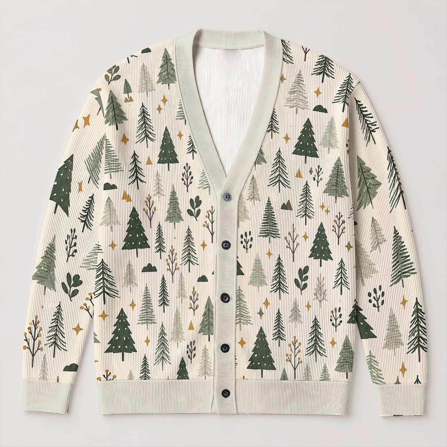 Evergreen Trees And Woodland Sprigs For Cozy Winter Layering And Nature-Loving Days All-over Print Knitted Cardigan - 1