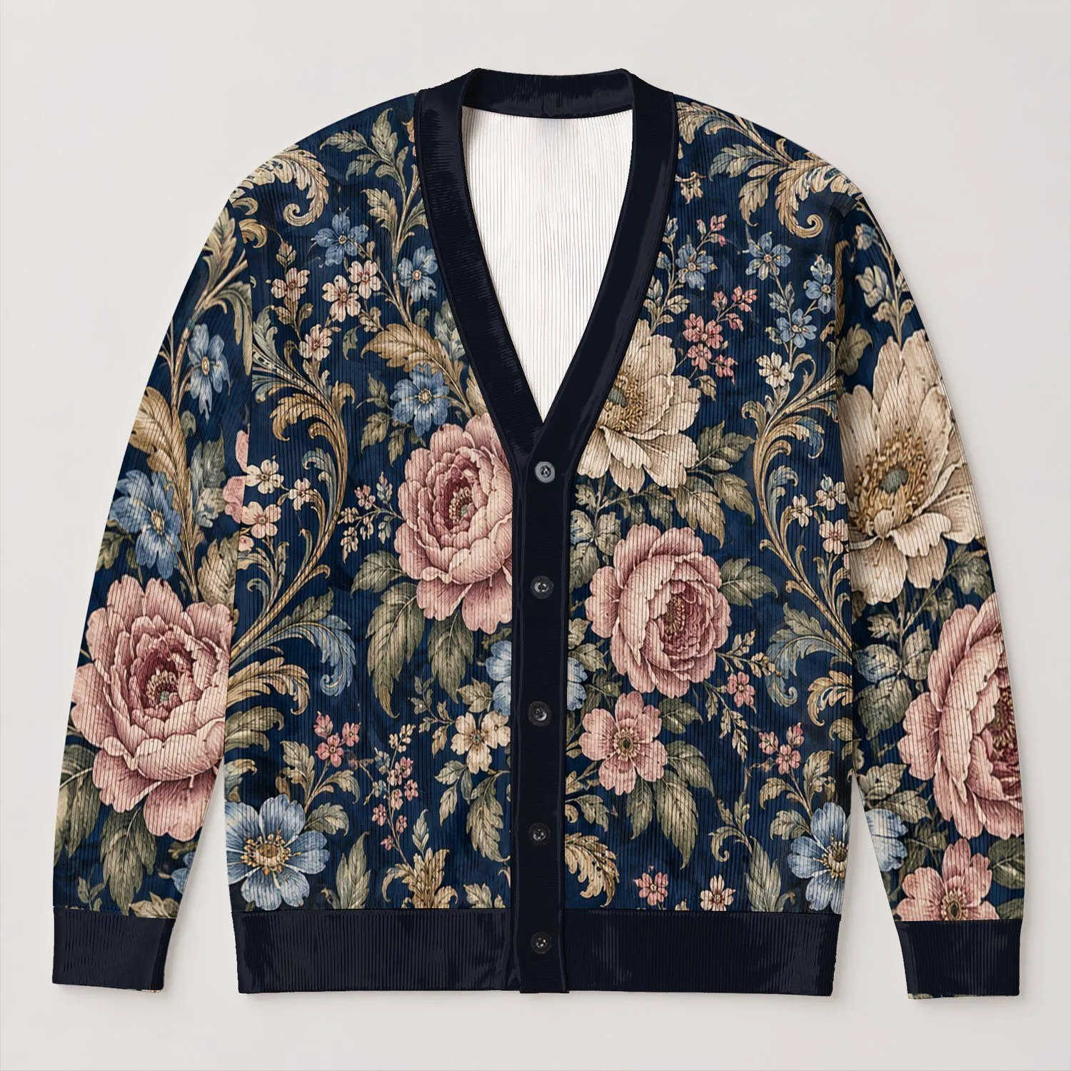 Vintage Floral Paisley Elegance for Everyday Layering, Travel, and Weekend Outings All-over Print Knitted Cardigan - 1