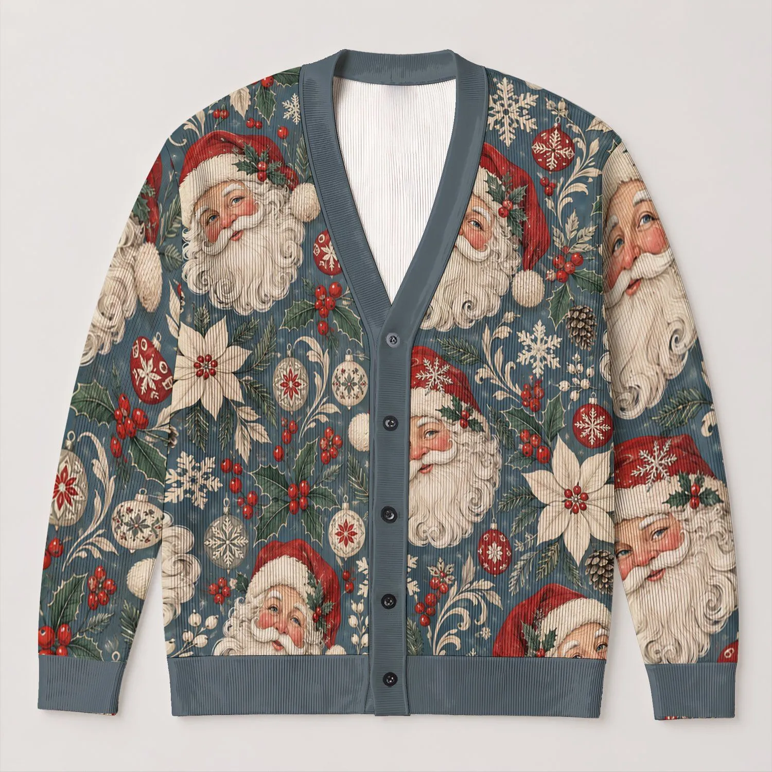 Santa Claus Holiday Cheer for Cozy Winter Layering and Festive Family Gatherings All-over Print Knitted Cardigan - 1