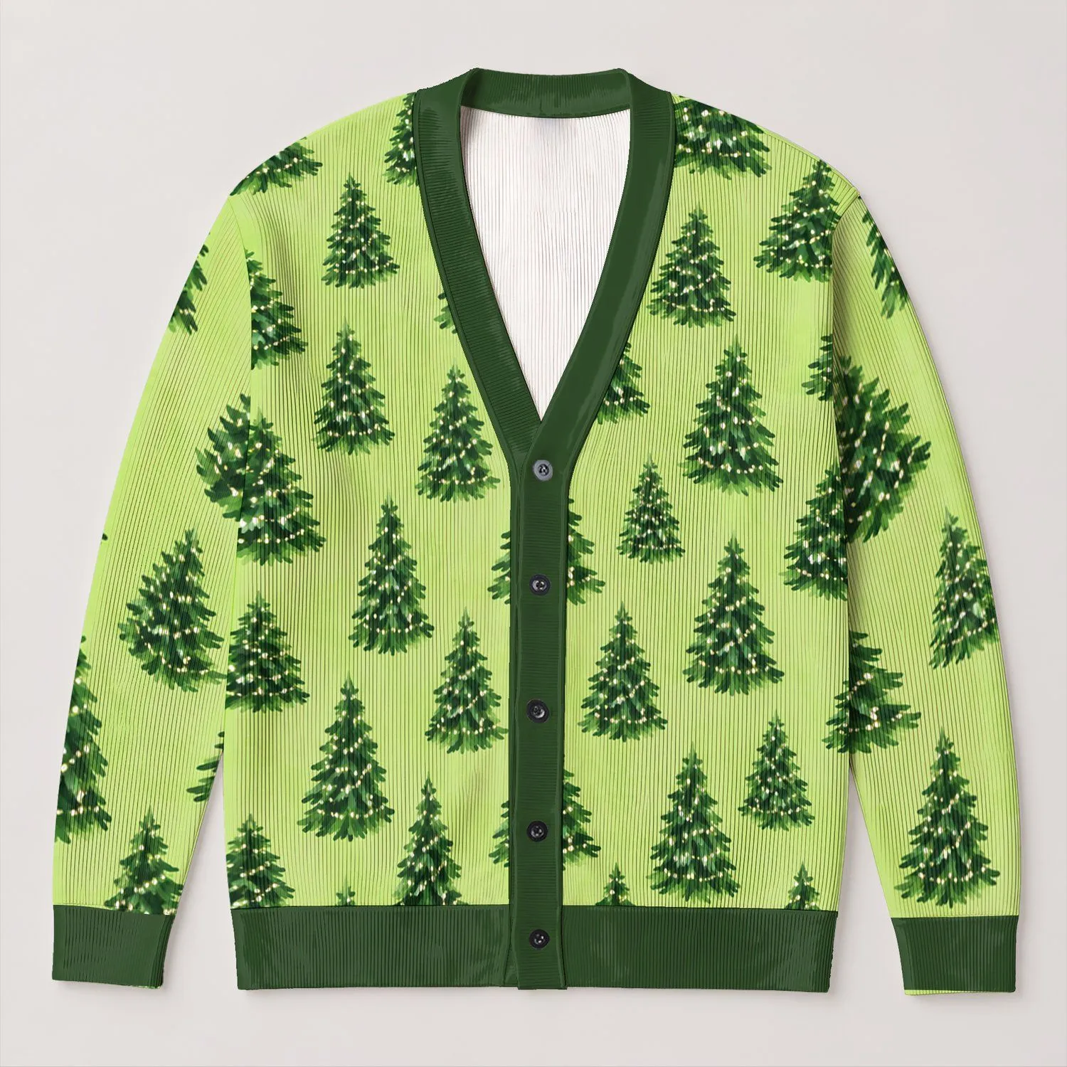 Christmas Tree Holiday Motif for Cozy Winter Outings and Festive Homewear for Women All-over Print Knitted Cardigan - 1