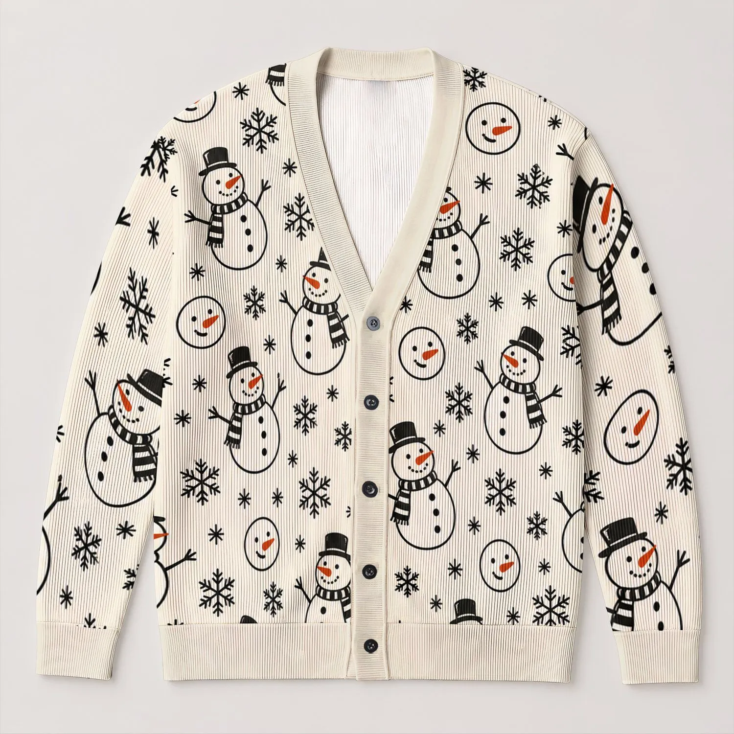 Snowman And Snowflake Winter Cheer For Cozy Holiday Layering Gifts For Women All-over Print Knitted Cardigan - 1