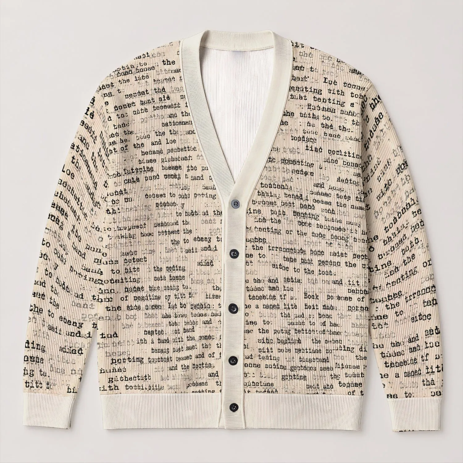 Typewriter Book Lover Text for Cozy Reading Days and Literary Everyday Style All-over Print Knitted Cardigan - 1