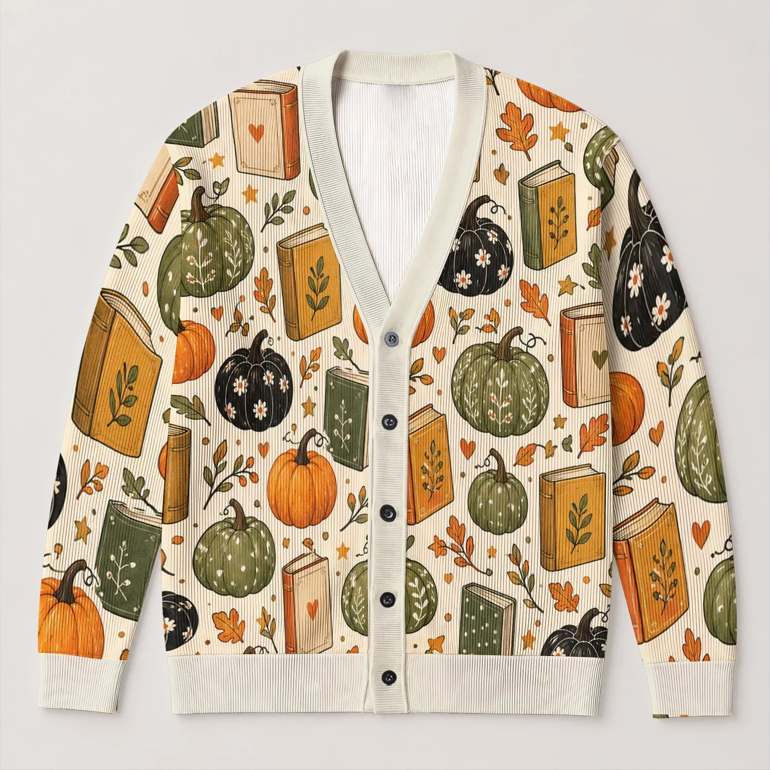 Pumpkin And Storybook Autumn Style For Cozy Halloween Season Teenagers All-over Print Knitted Cardigan - 1