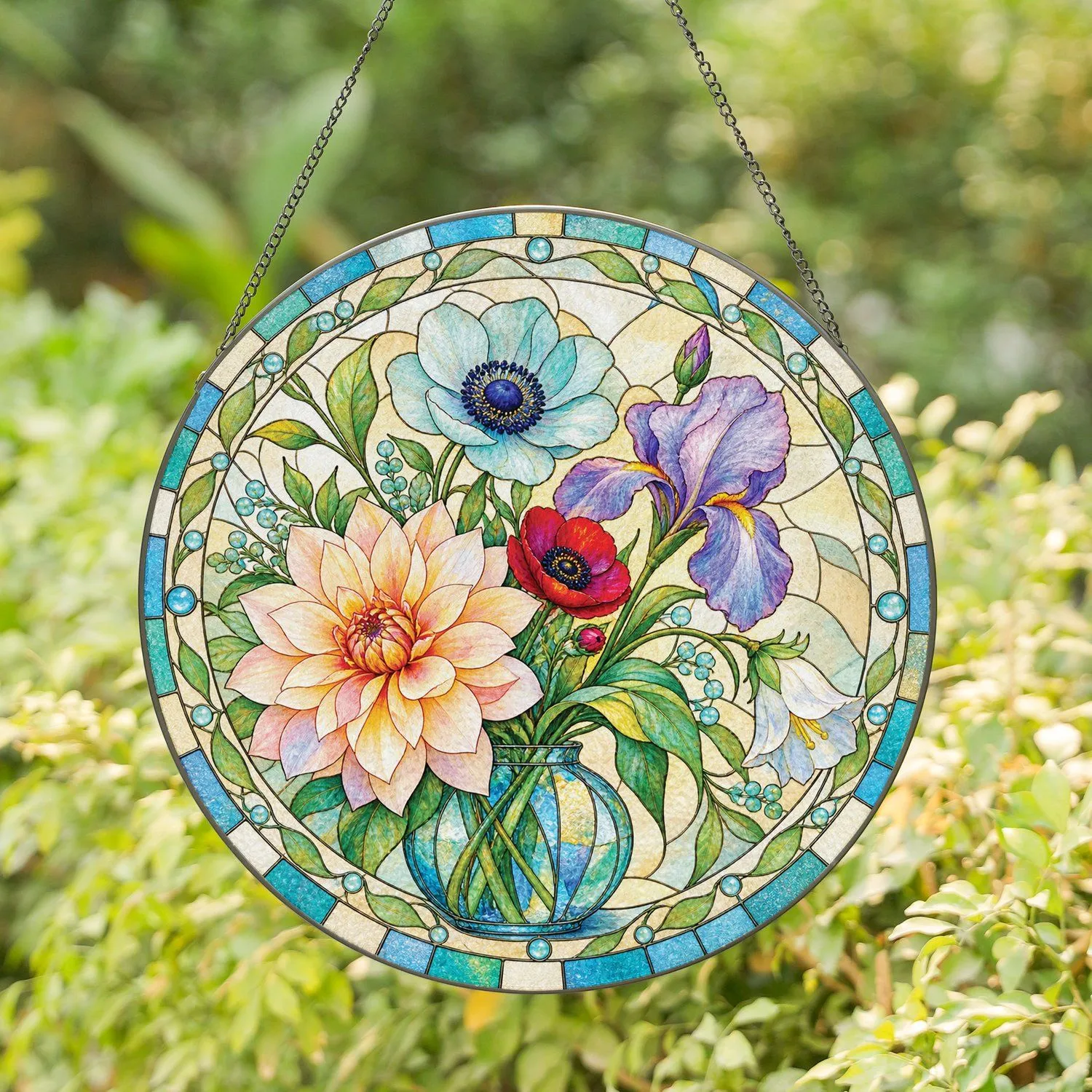 Birthflower Botanical Bouquet Gift for Mother’s Day, Weddings, and Garden Lovers Stained Glass Suncatcher - 1