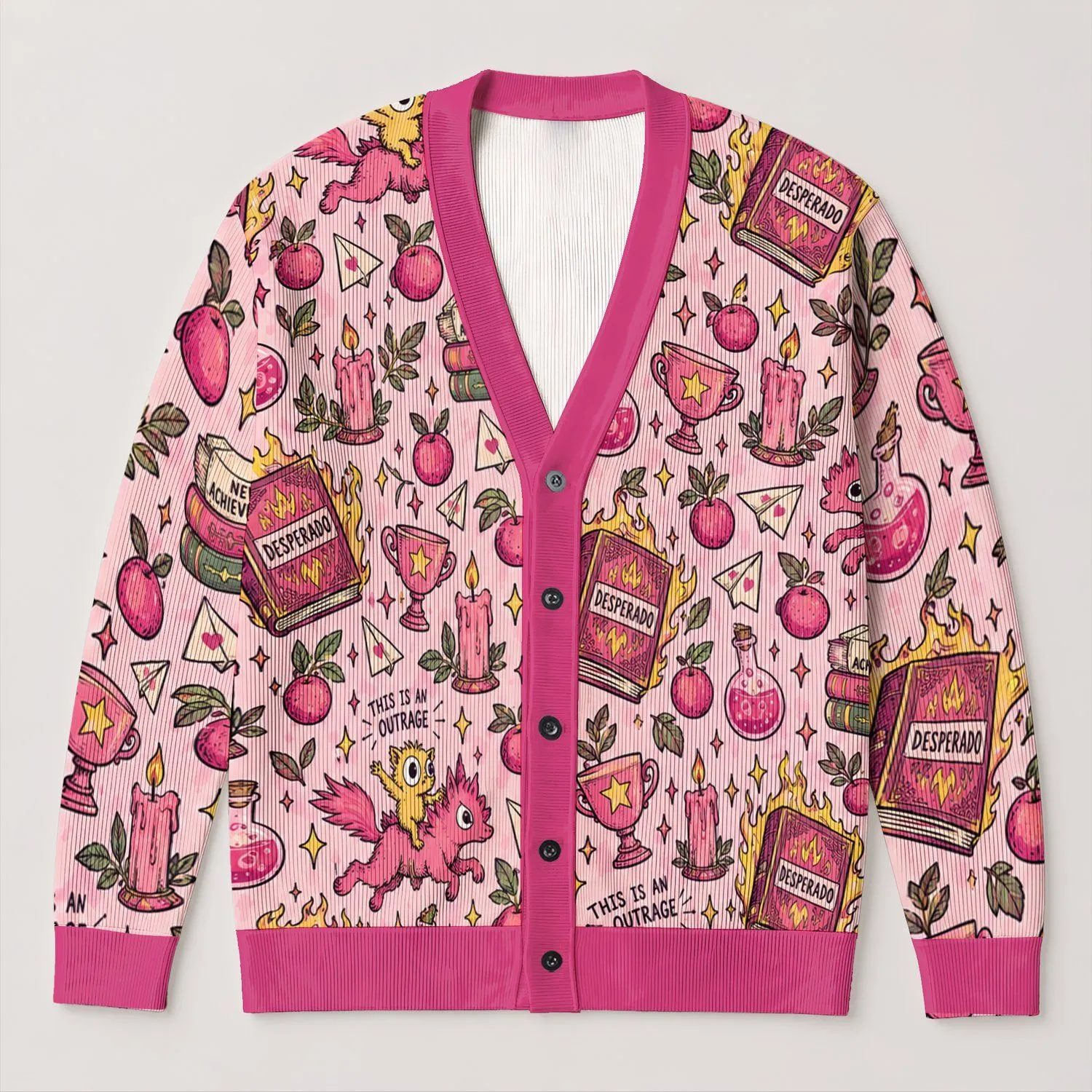 Cute Potion And Goblin Magic For Cozy Fall Adventures And Everyday Layering Style All-over Print Knitted Cardigan - 1