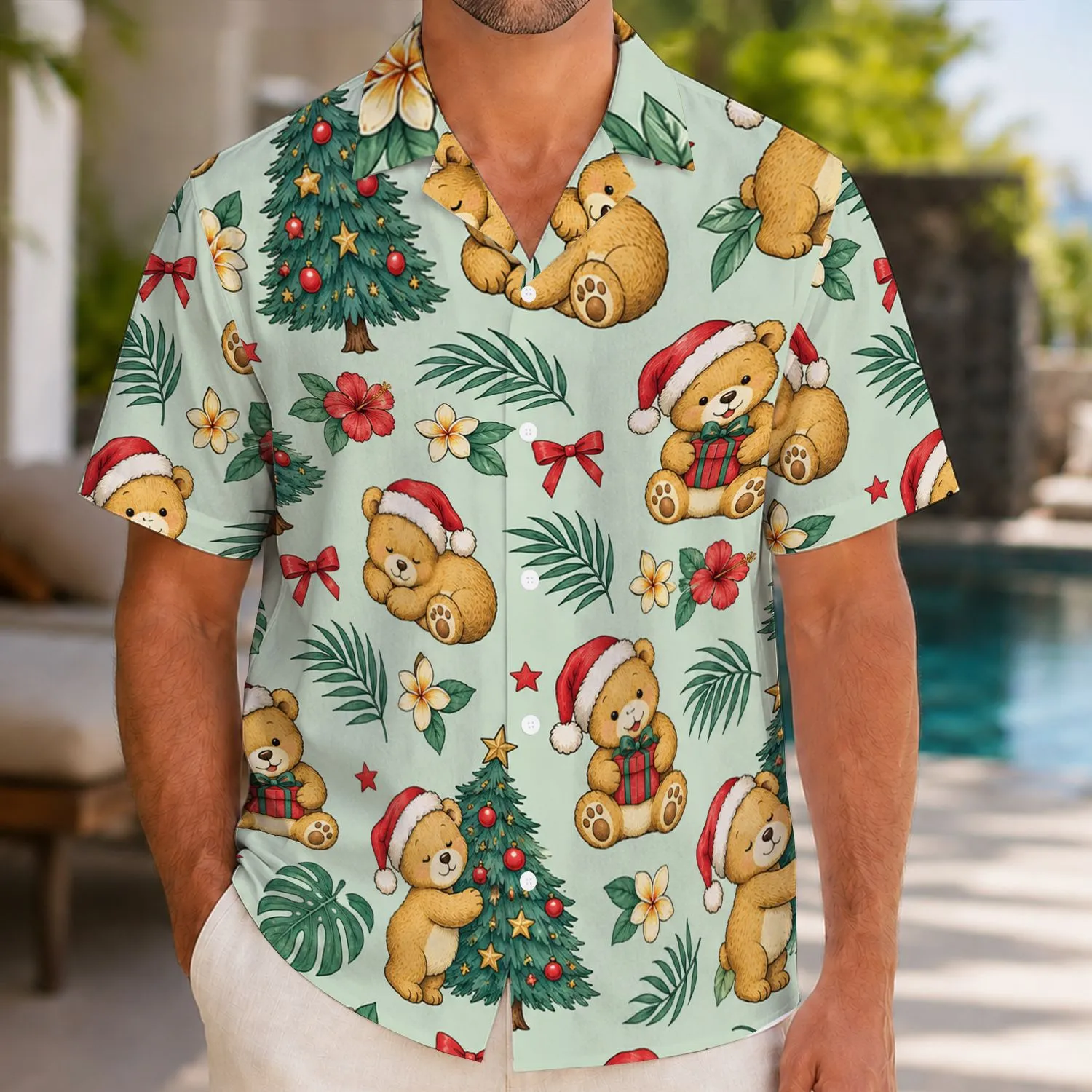Festive Golden Bear Cubs for Cozy Holiday Getaways and Family Christmas Celebrations Hawaiian Shirt - 1