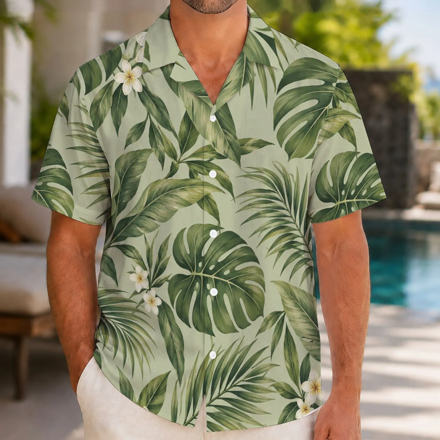 Tropical Palm and Monstera Leaves for Island Getaways and Relaxed Summer Vacation Style Hawaiian Shirt - 1