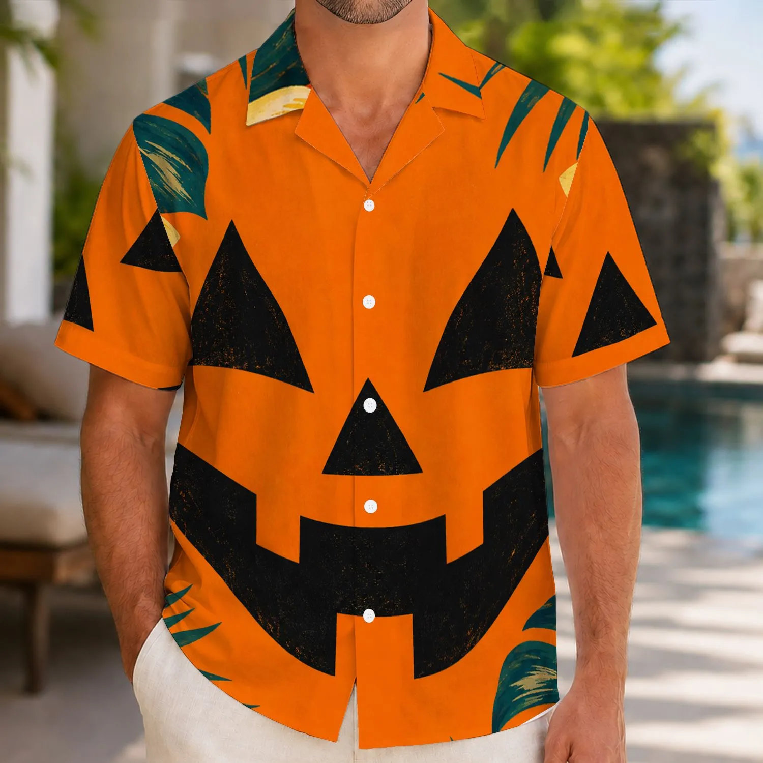Jack O Lantern Faces for Halloween Festivities and Playful Autumn Island Getaways Hawaiian Shirt - 1