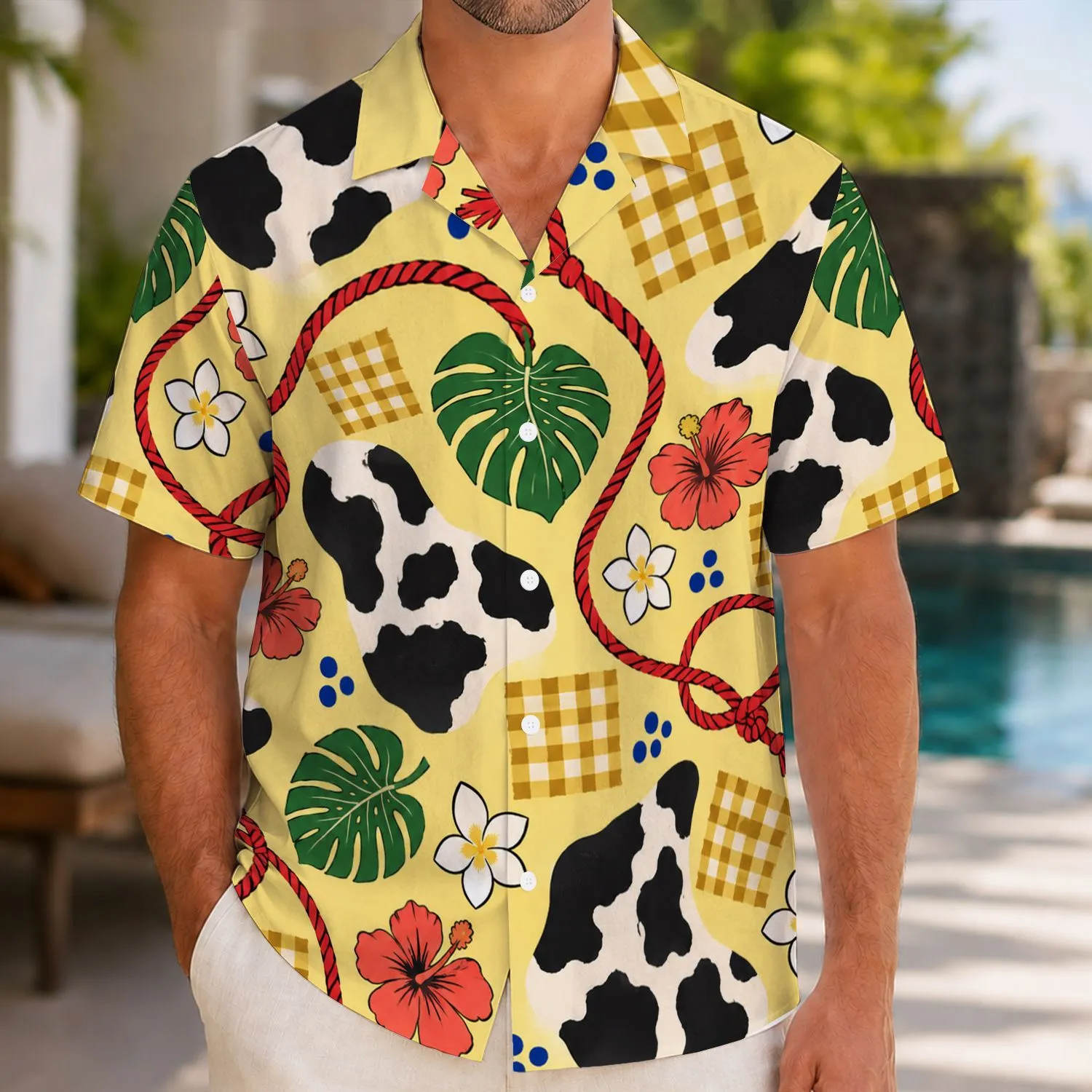 Cowboy Cowgirl Western Costume Motifs for Couples' Island Getaways and Summer Parties Hawaiian Shirt - 1