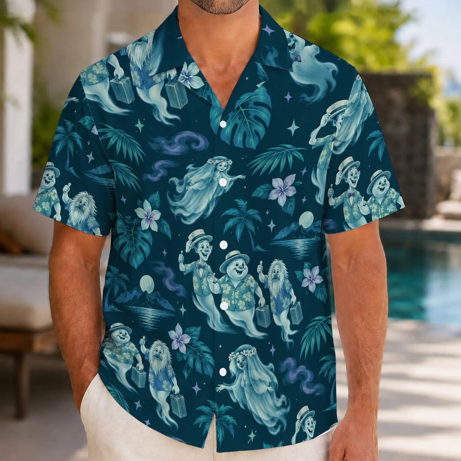 Ghostly Hitchhikers and Haunted Night Spirits for Halloween Parties and Family Getaways Hawaiian Shirt - 1