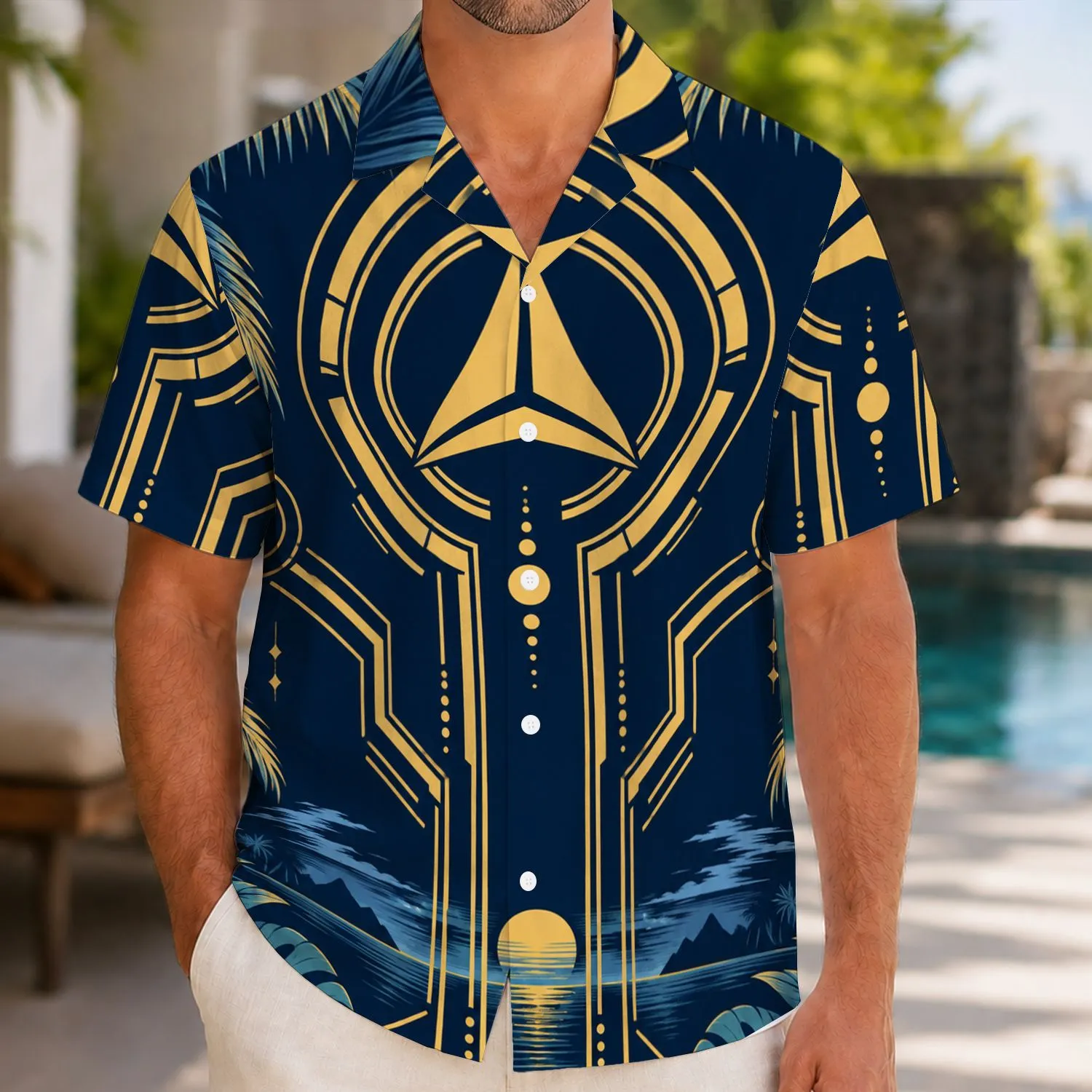 Neon Circuit Lines And Futuristic Geometry For Arcade Nights And Halloween Celebrations Hawaiian Shirt - 1