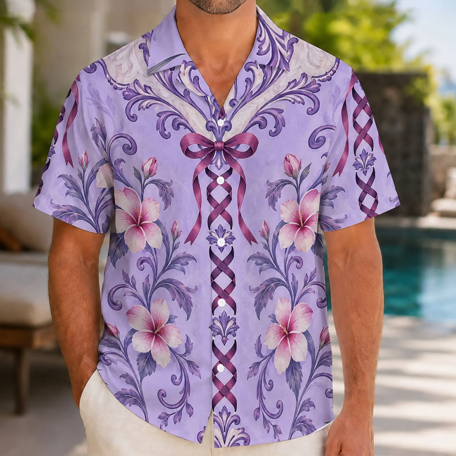 Lavender Fairytale Princess Motifs for Island Vacations and Cosplay Celebrations Hawaiian Shirt - 1