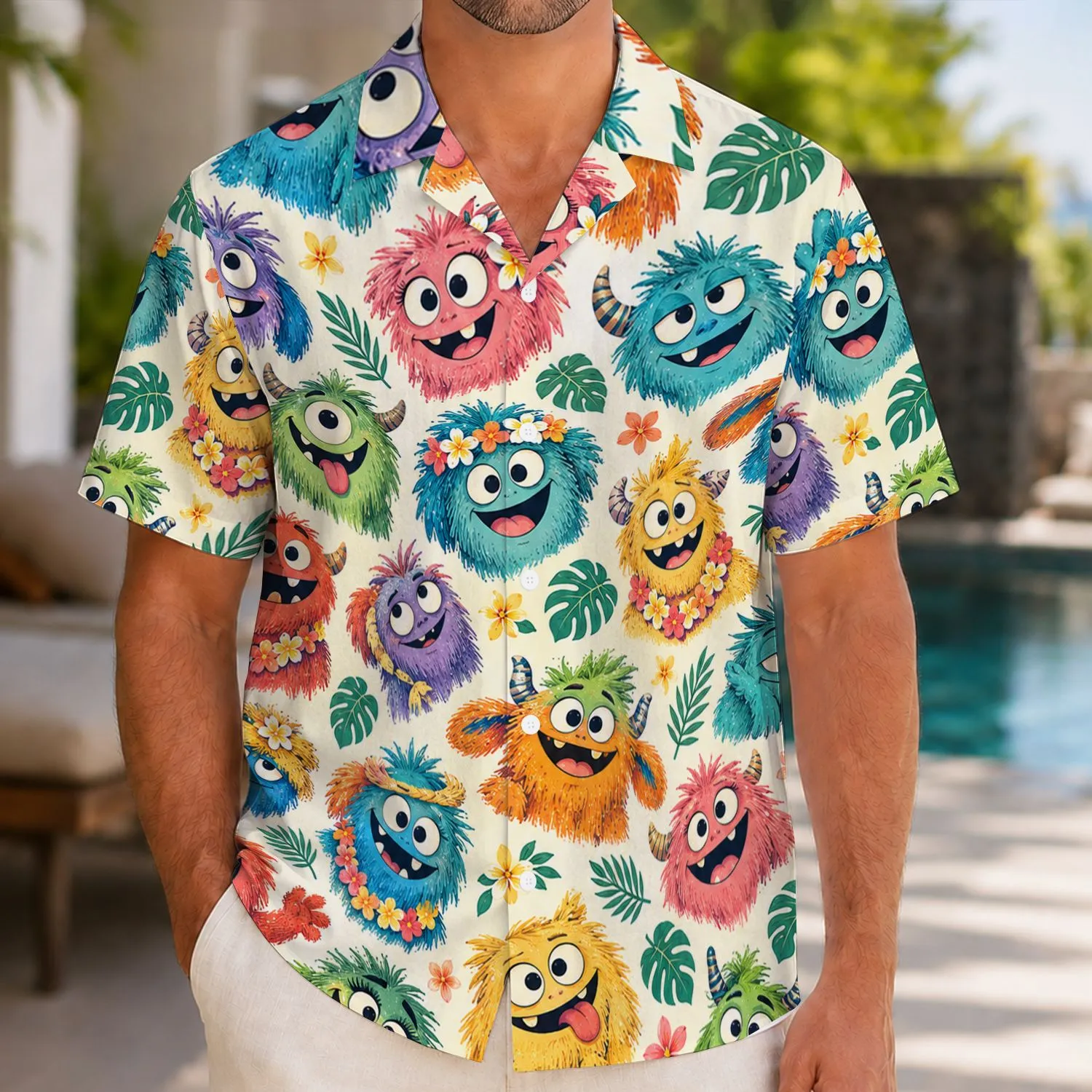 Whimsical Fuzzy Monster Faces for Beach Getaways and Playful Summer Escapes Together Hawaiian Shirt - 1