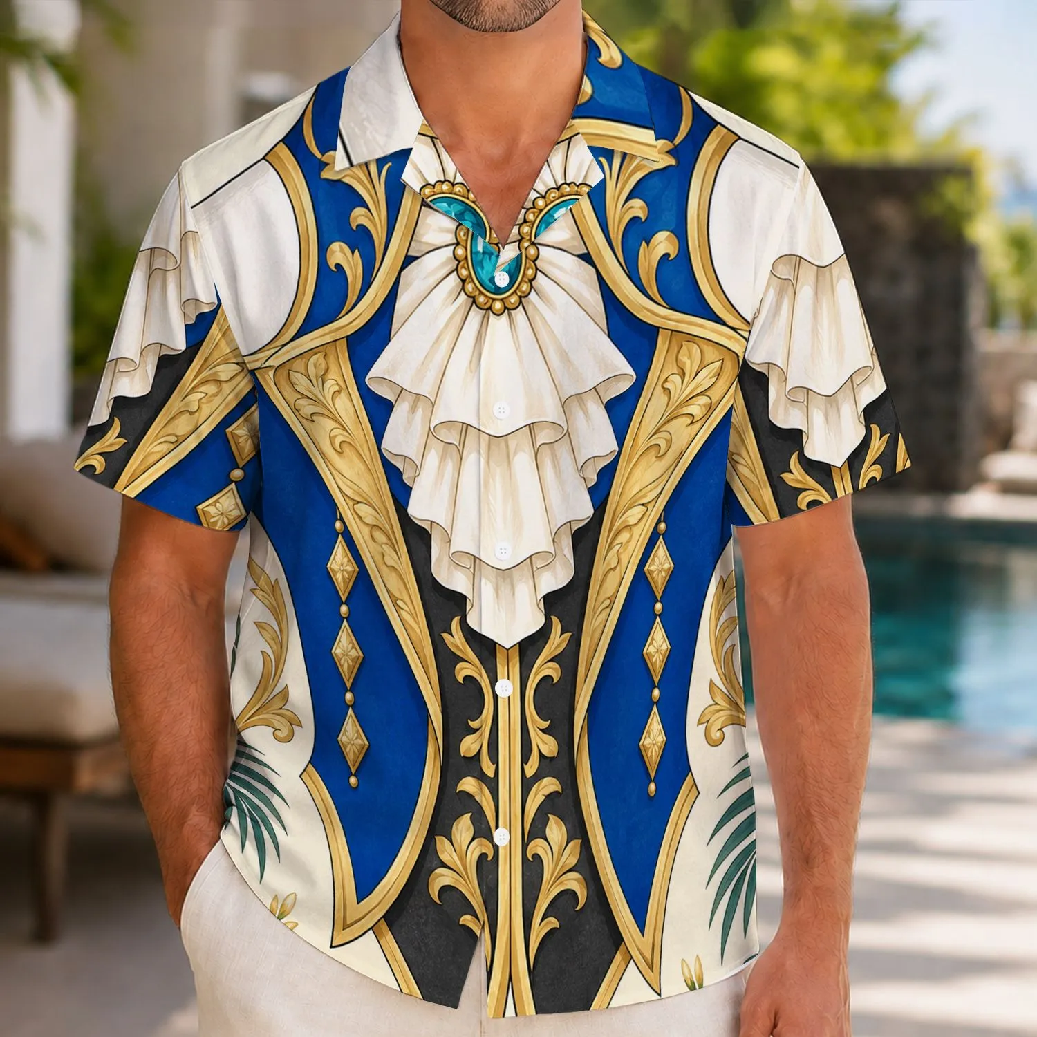 Royal Blue Beast Prince Costume for Halloween Parties and Fairytale Cosplay Fans Hawaiian Shirt - 1