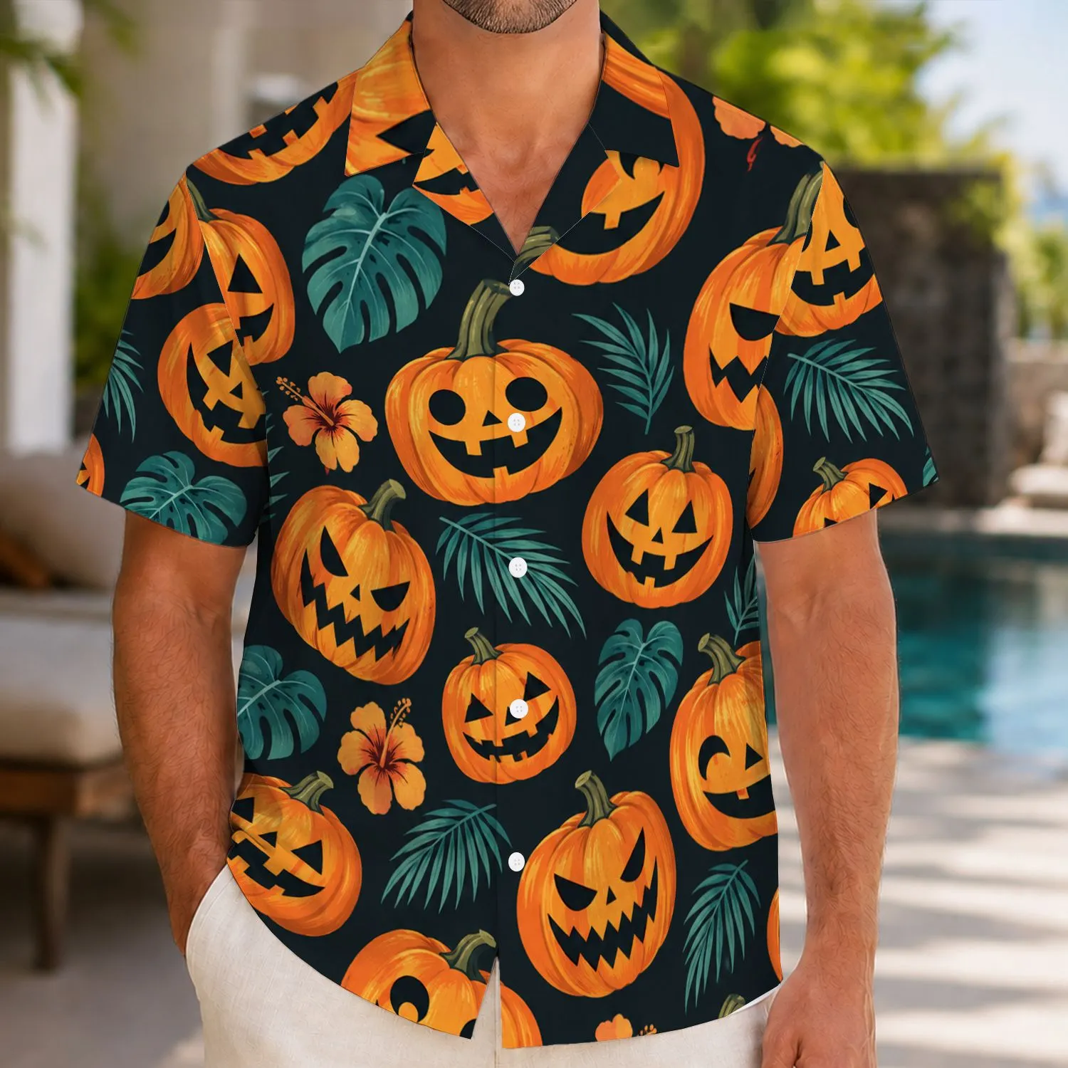 Jack Skellington Pumpkin Faces for Halloween Nights and Spooky Island Getaways Hawaiian Shirt - 1