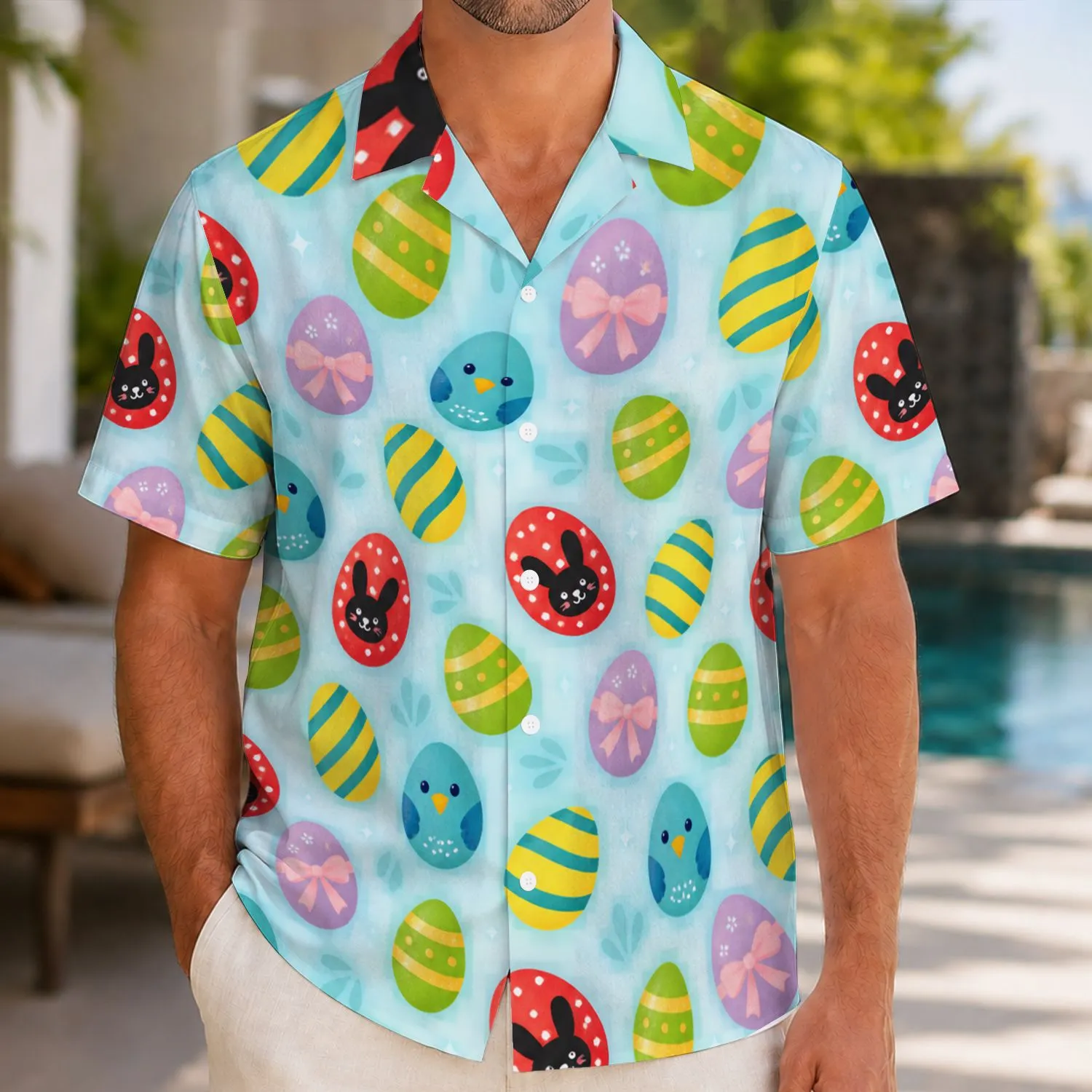 Whimsical Easter Egg Motifs for Sunny Island Getaways and Family Spring Celebrations Hawaiian Shirt - 1