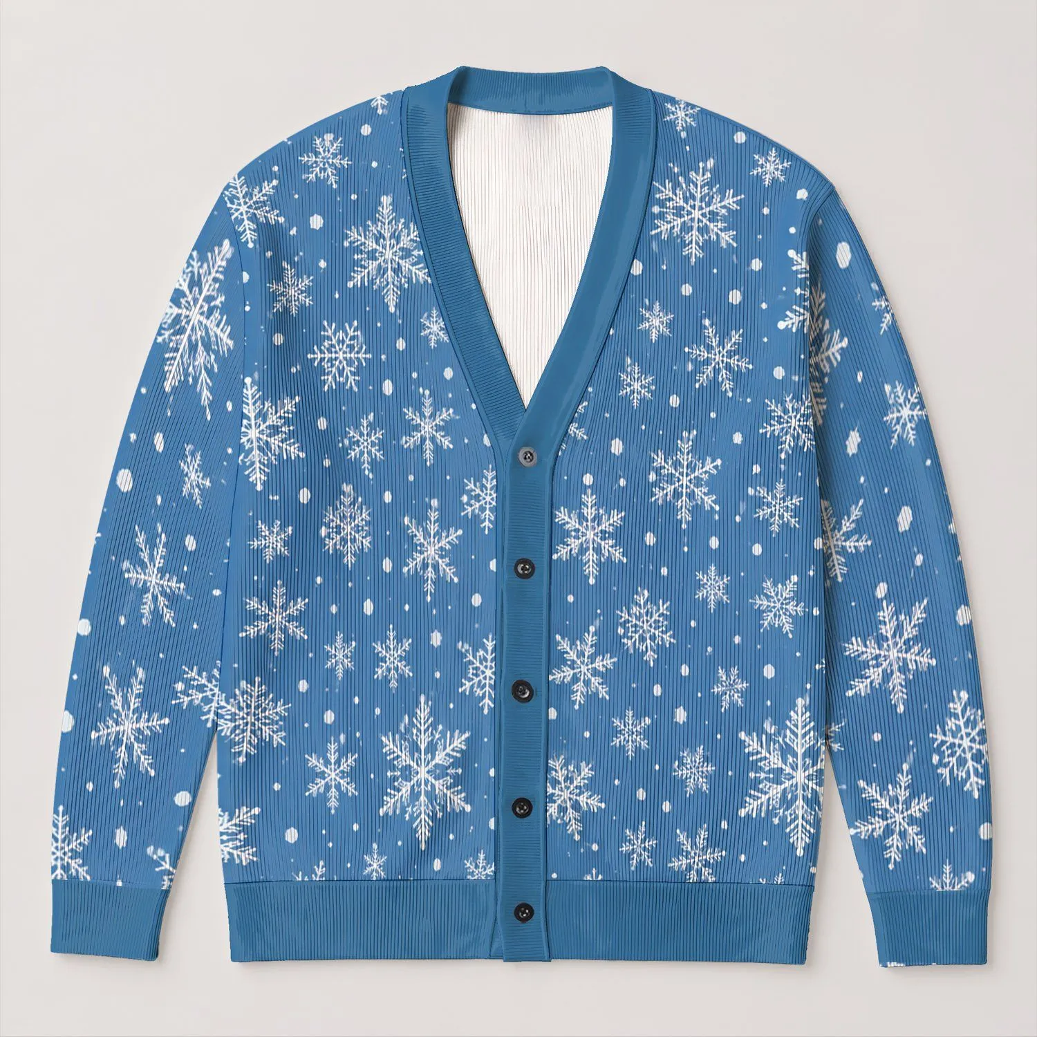 Snowflake Winter Wonderland for Cozy Cold-Weather Days and Everyday Casual Wear All-over Print Knitted Cardigan - 1
