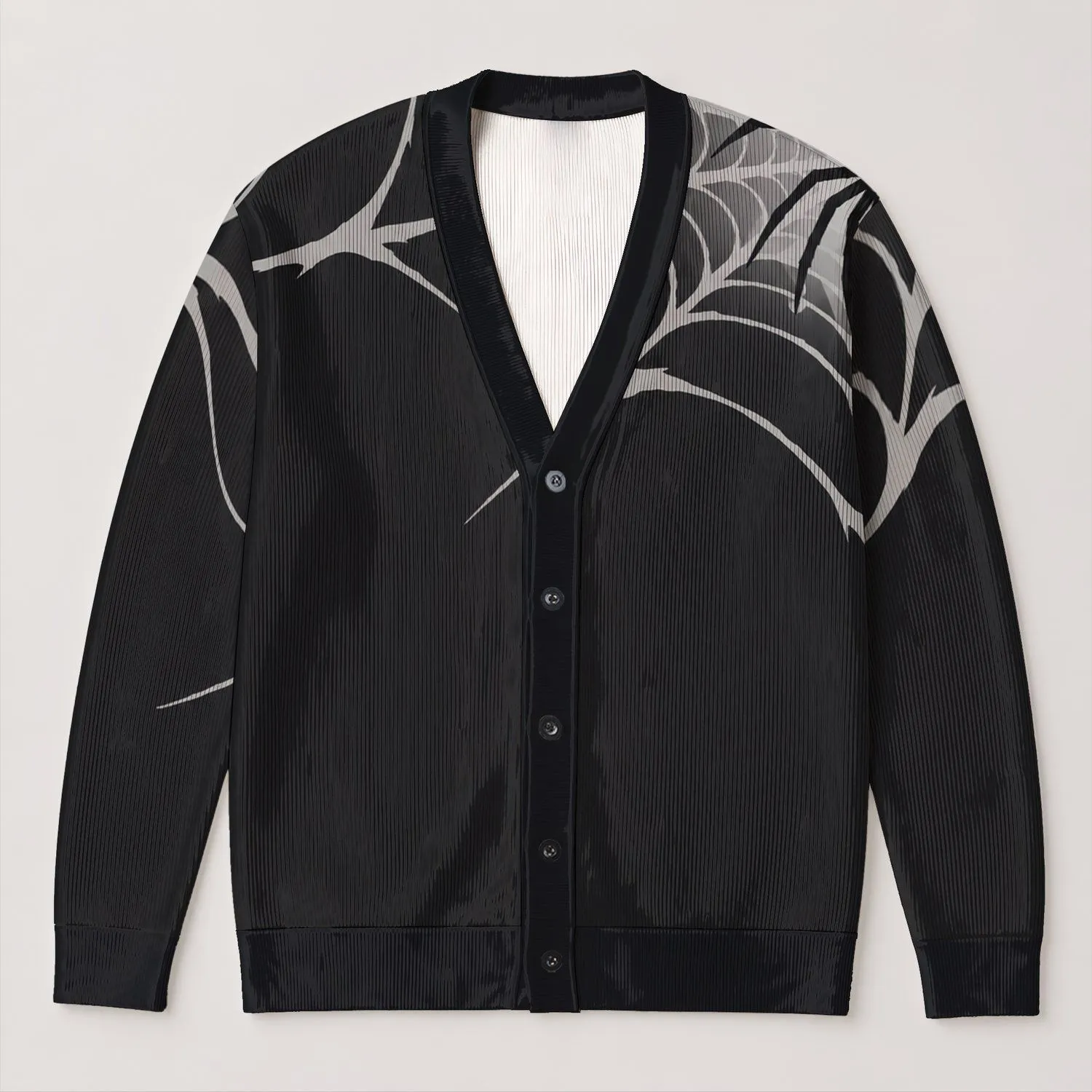 Bold Spider And Web Motif For Moody Autumn Outfits And Everyday Layering All-over Print Knitted Cardigan - 1