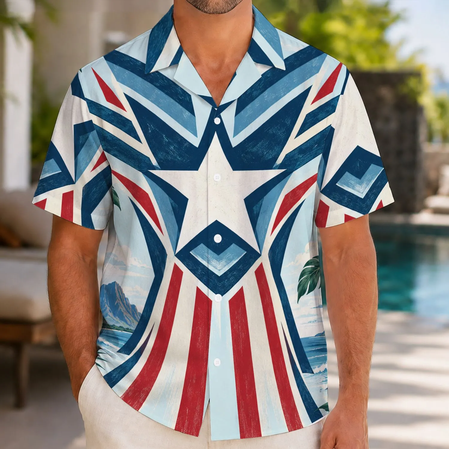 Patriotic Star And Stripe Motif For Summer Celebrations And Comic-Con Cosplay Fans Hawaiian Shirt - 1
