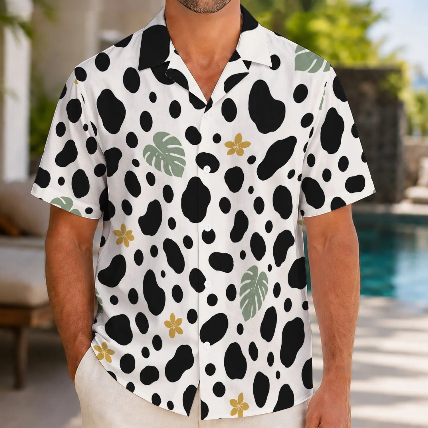 Dalmatian Spot Resort Style for Halloween Parties and Playful Island Getaways for Her Hawaiian Shirt - 1