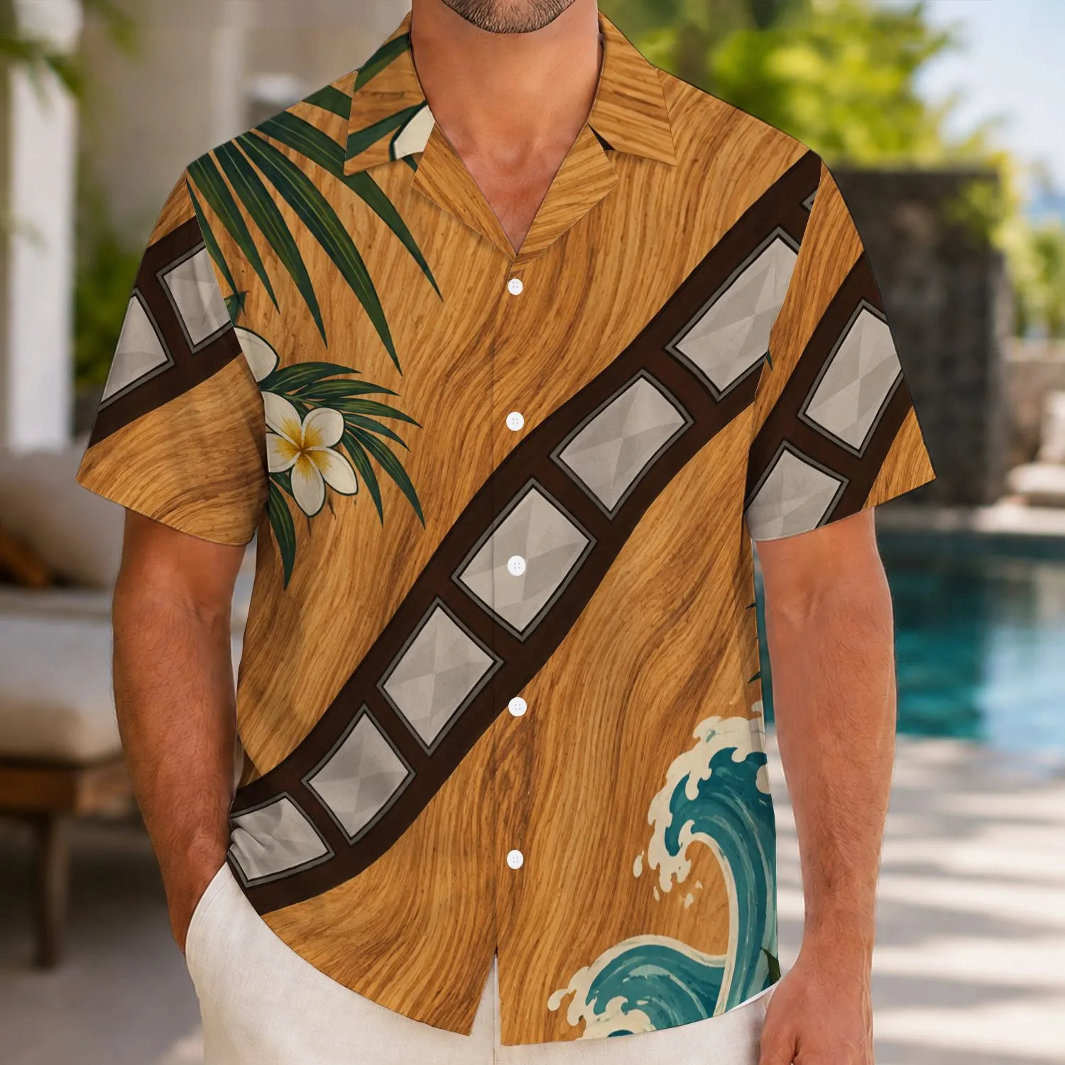 Woodgrain Bandolier Style for Tropical Getaways, Cosplay Events and Fan Celebrations Hawaiian Shirt - 1