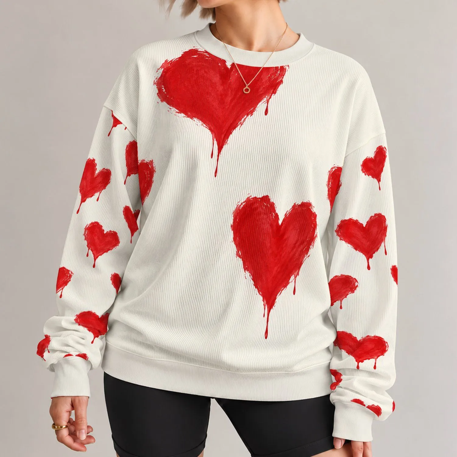 Bold Red Dripping Hearts for Casual Campus Style and Everyday Wear for Men and Students All-over Print Knitted Sweater - 1