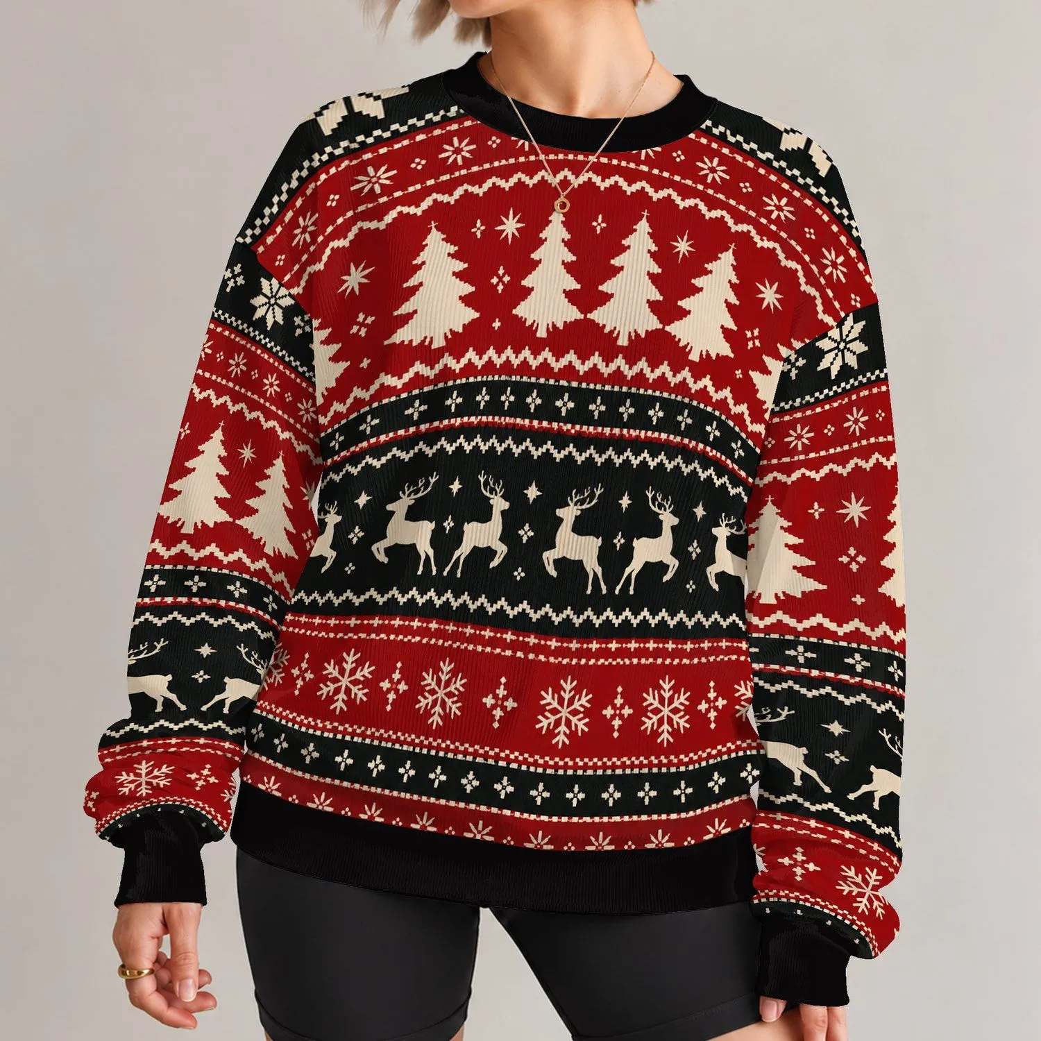 Christmas Reindeer and Snowflake Motifs for Cozy Holiday Gatherings and Festive Gifting All-over Print Knitted Sweater - 1