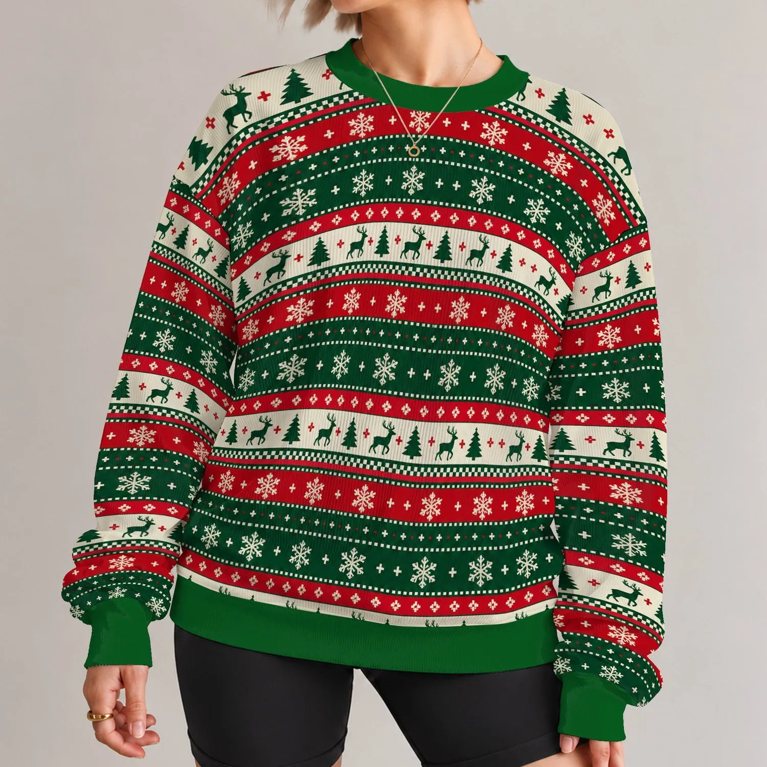 Christmas Reindeer And Snowflake Holiday Motifs For Festive Winter Celebrations All-over Print Knitted Sweater - 1