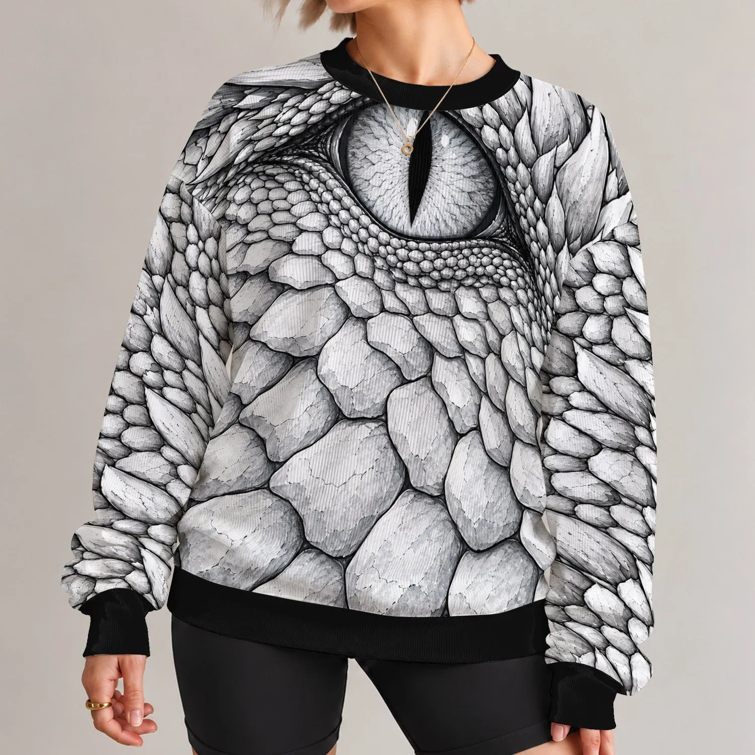 Dragon Eye Scales for Bold Fantasy Training and Everyday Streetwear Enthusiasts All-over Print Knitted Sweater - 1