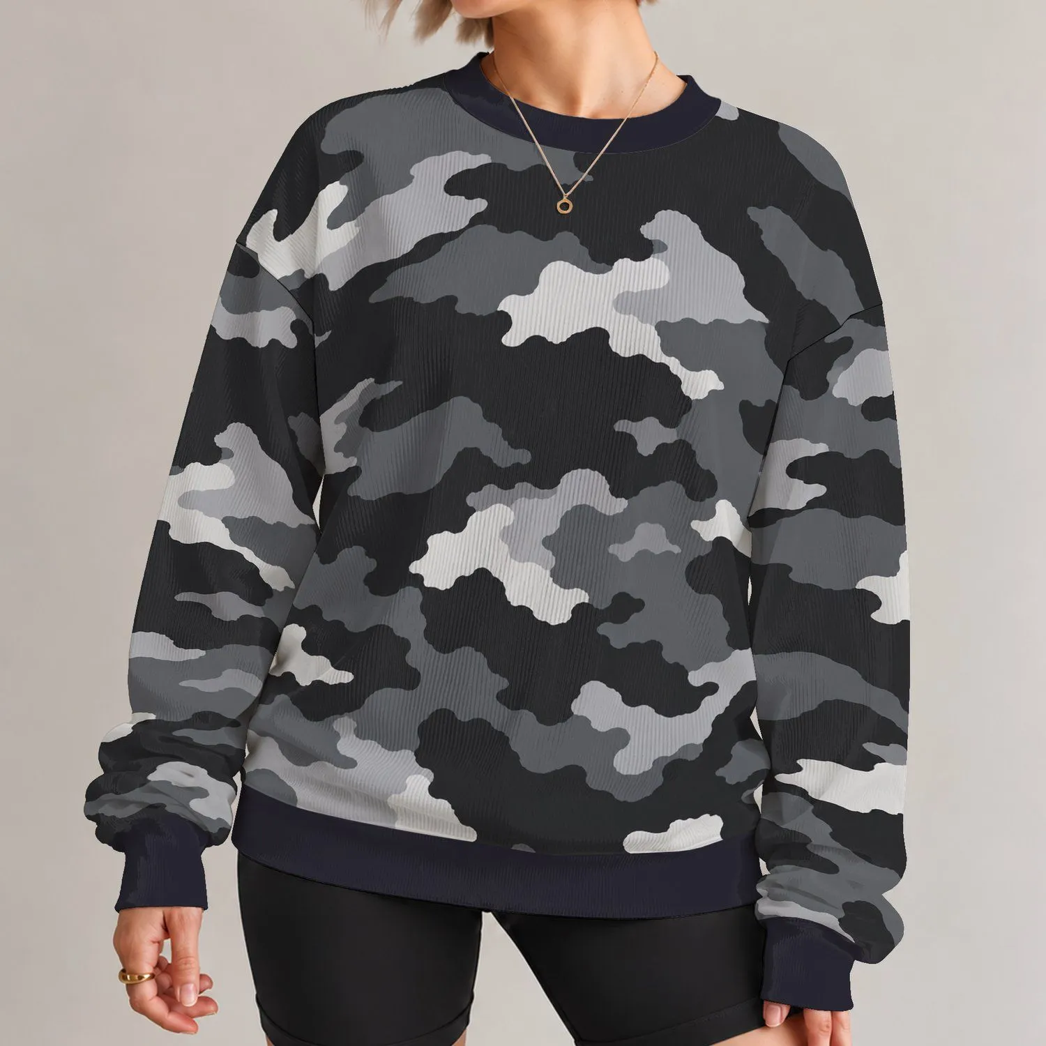 Charcoal Cloud Camo For Crisp Autumn Streetwear And Everyday Outdoor Layering Style All-over Print Knitted Sweater - 1