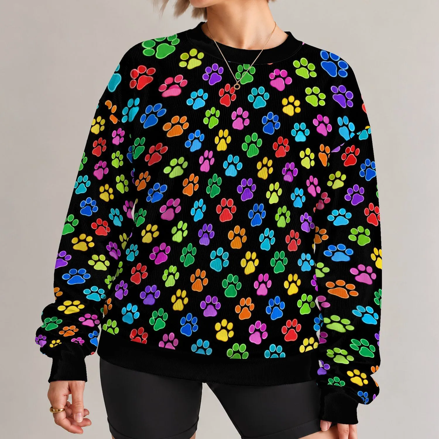 Colorful Rainbow Paw Prints for Pride Events and Everyday Pet Lover Celebrations All-over Print Knitted Sweater - 1