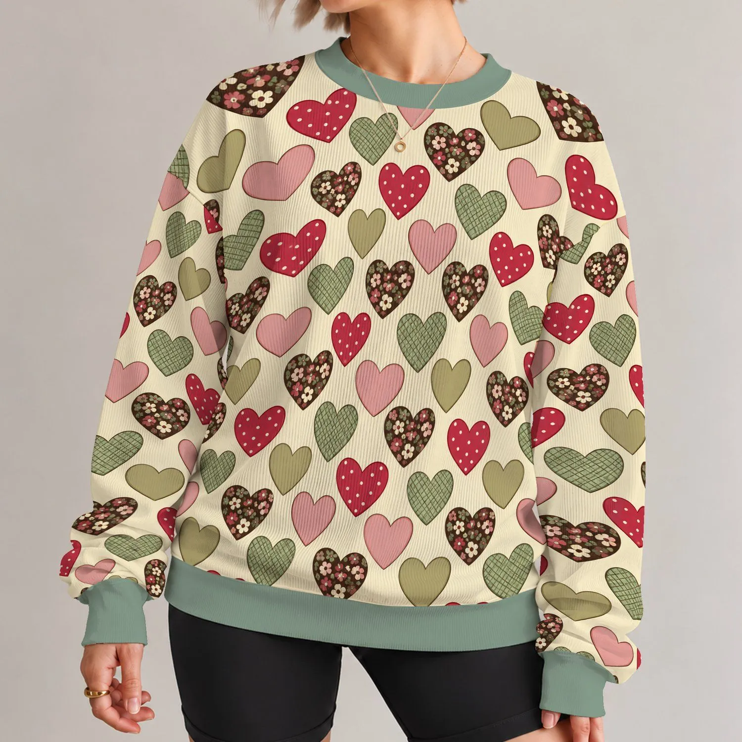 Pastel Heart Motifs for Cozy Everyday Style and Romantic Valentine's Day Gifts for Men All-over Print Knitted Sweater - 1
